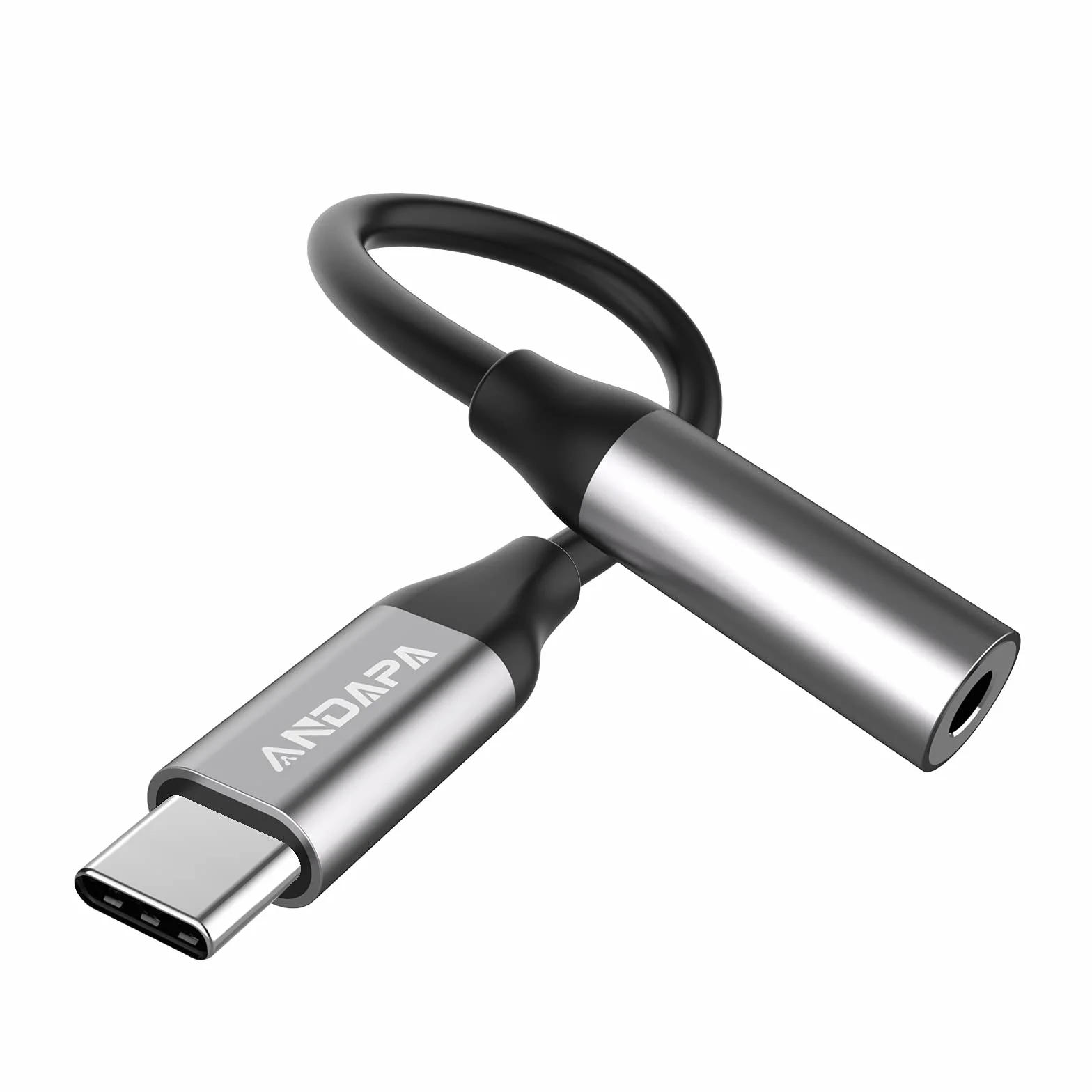 ANDAPA adapter USB-C na Jack 3,5 mm kompatybilny z iPad Pro, iPhone 15, Samsung S23, Xiaomi 11, Pixel 4
