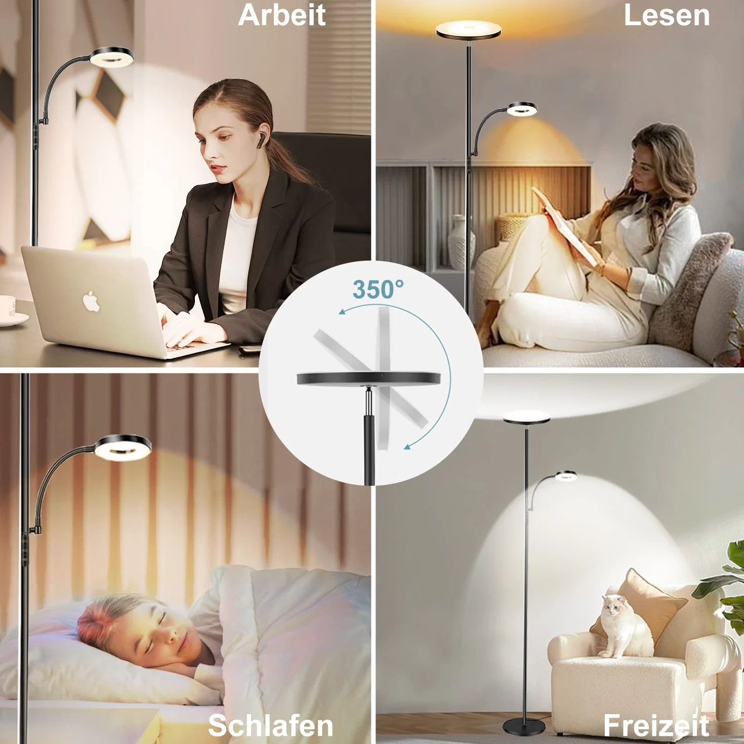 Lampa podłogowa LED 42W 4500 lm super jasna stojąca salonu, 2700 K-6500K lampy podłogowe do czytania z pilotem i sterowaniem dotykowym, wysoka lampa podłogowa do salonu, sypialni, biura