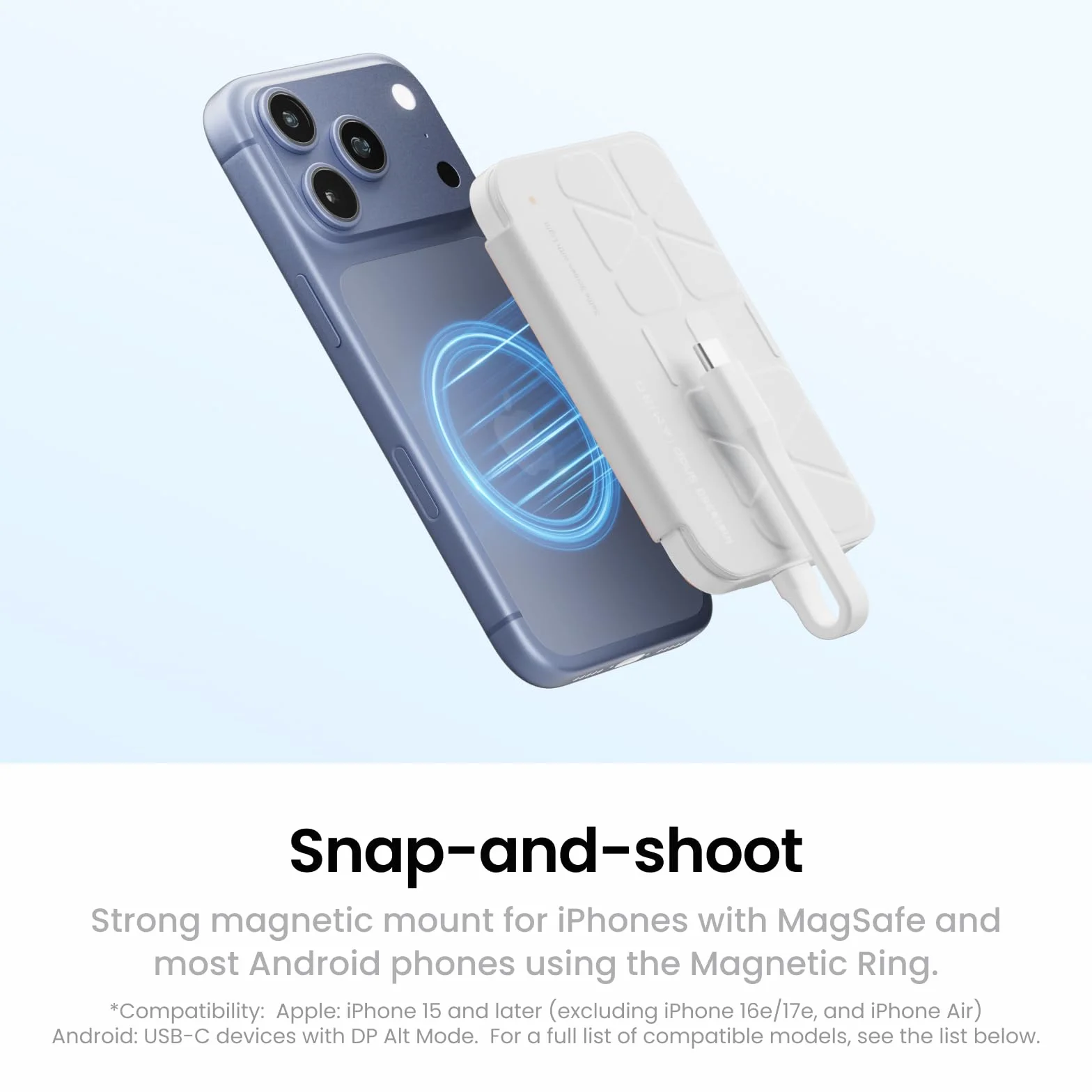 Insta360 Snap Ekran do selfie z oświetleniem – magnetyczny monitor 4K do selfie, vloggingu, kompatybilny z iPhone 15/16/17 Pro, regulowane oświetlenie, sterowanie przez ekran dotykowy