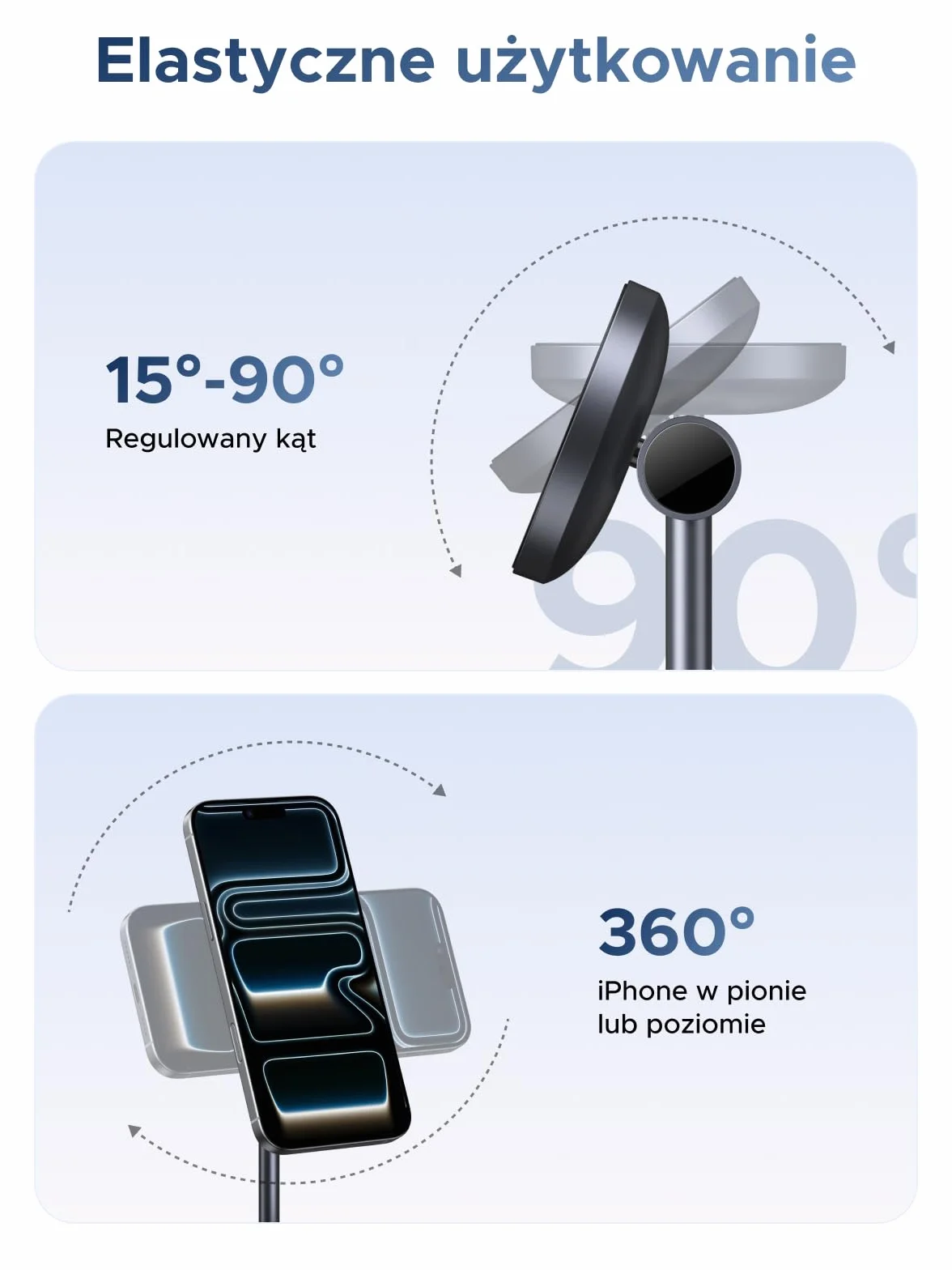 UGREEN Zapix Qi2 Magnetyczna Bezprzewodowa Ładowarka 2 w 1 15W Stacja Ładowania iPhone MagSafe