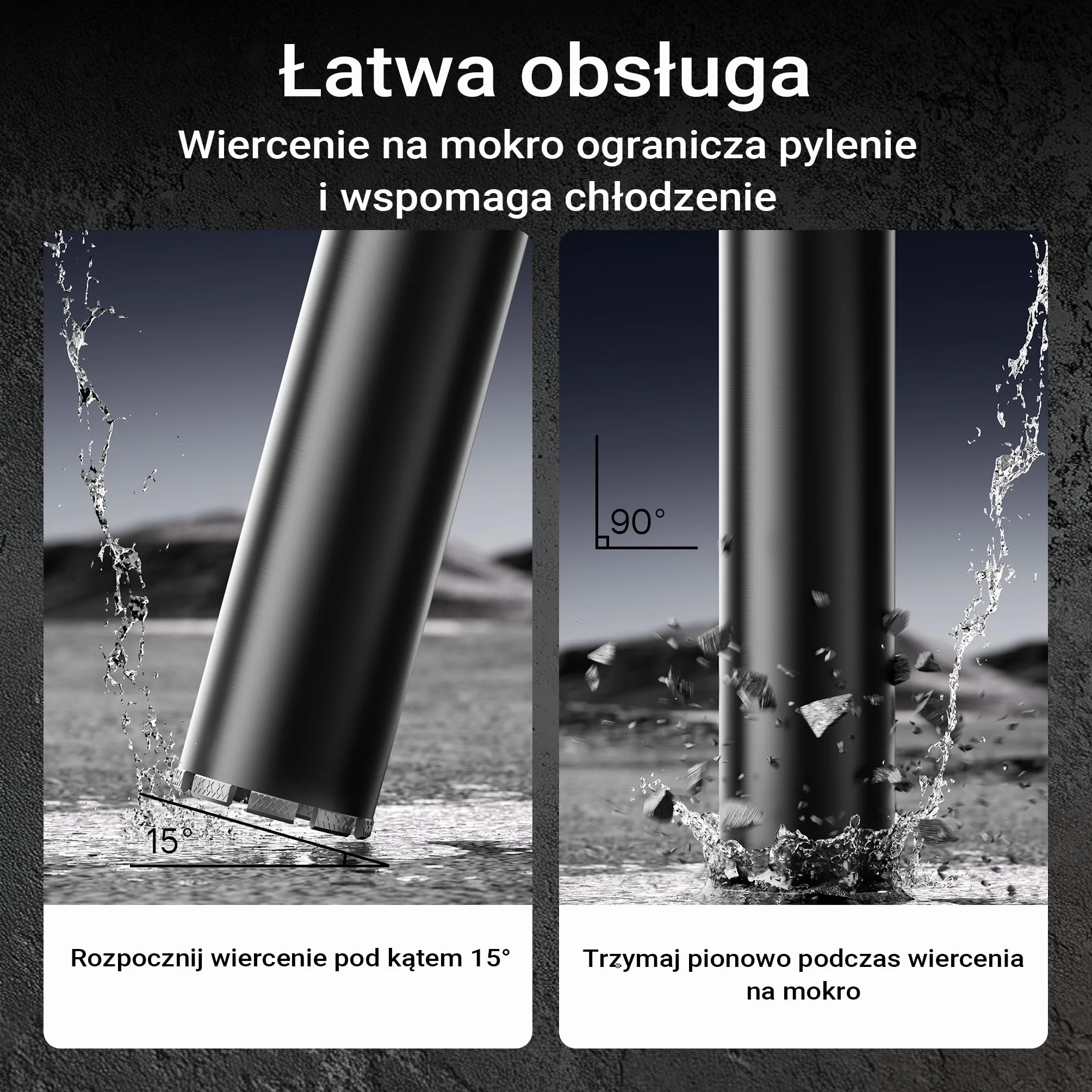 Wiltec Wiertło diamentowe koronowe typu Mesh Ø 102 mm o długości 450 mm, 1¼ UNC, do wiercenia w betonie, kafelkach, kamienia i granitu