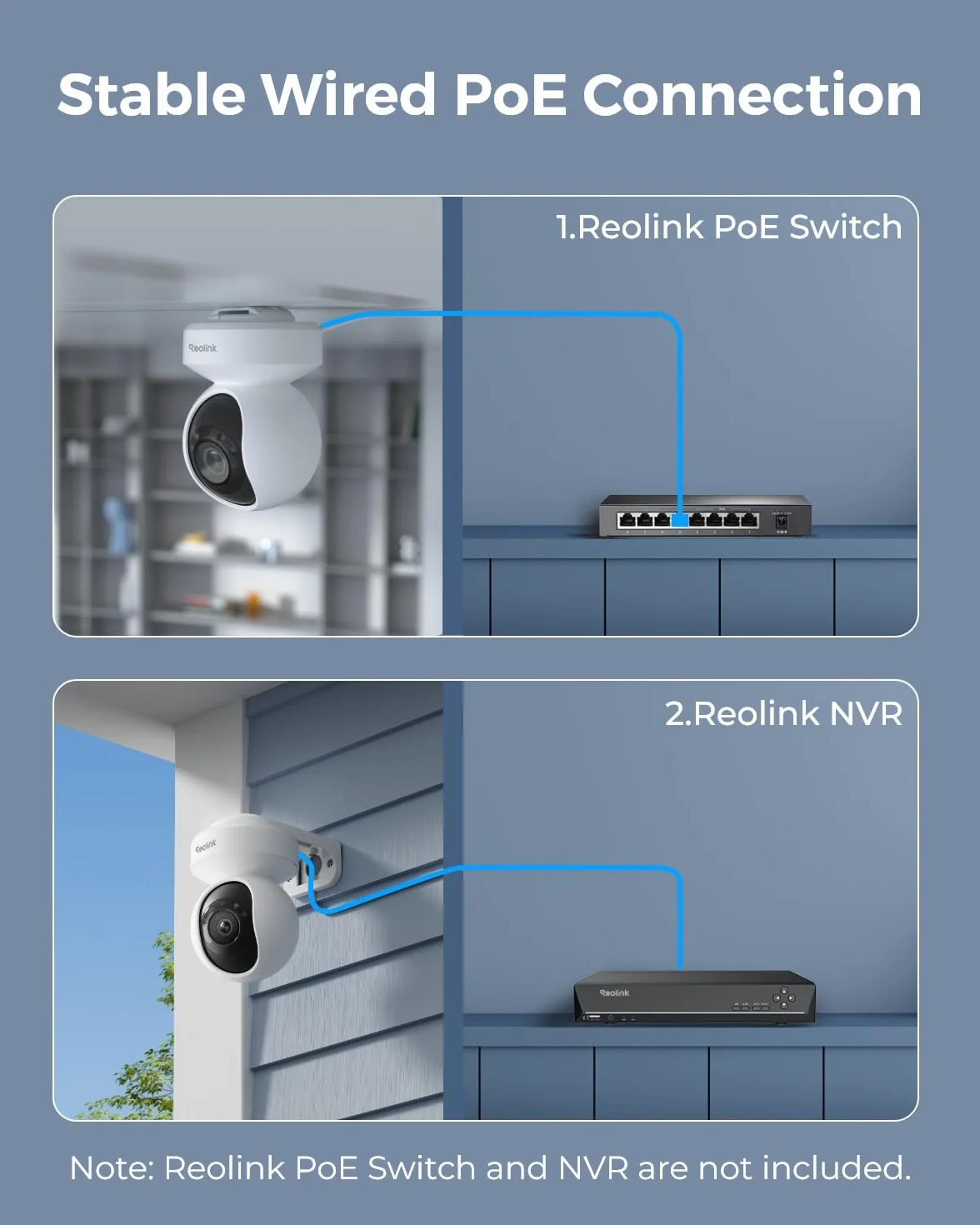 Reolink E1 Outdoor SE PoE 4K IP Kamera Zewnętrzna z Kolorowym Noktowizorem, Obrót 355°, Pochylenie 50°, Automatycznym Śledzeniem