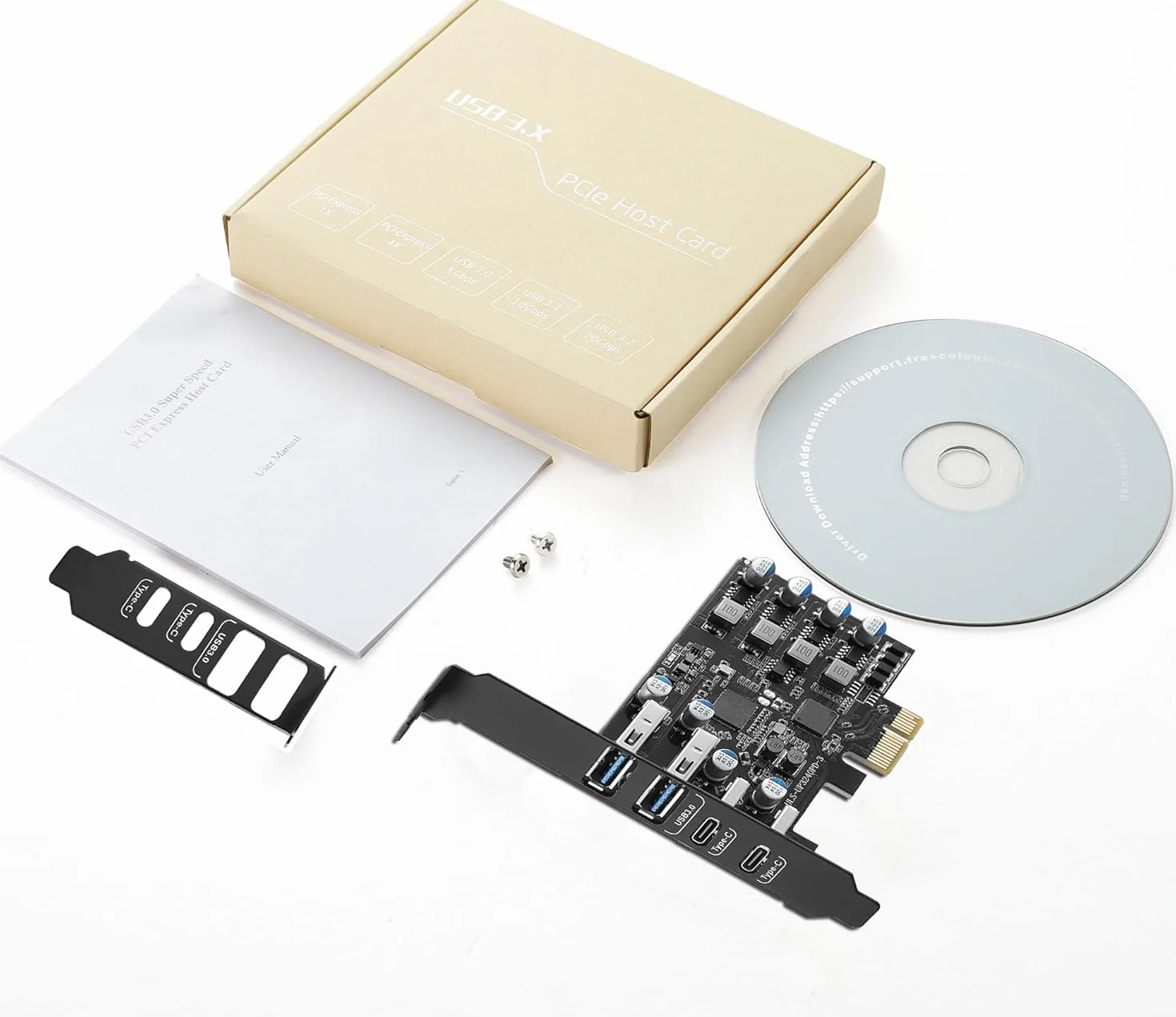 Karta PCIe USB z Power Delivery 25W, PCI Express na USB 3.0 4 porty (2x Type A + 2x Type C), szybkie ładowanie, Low Profile