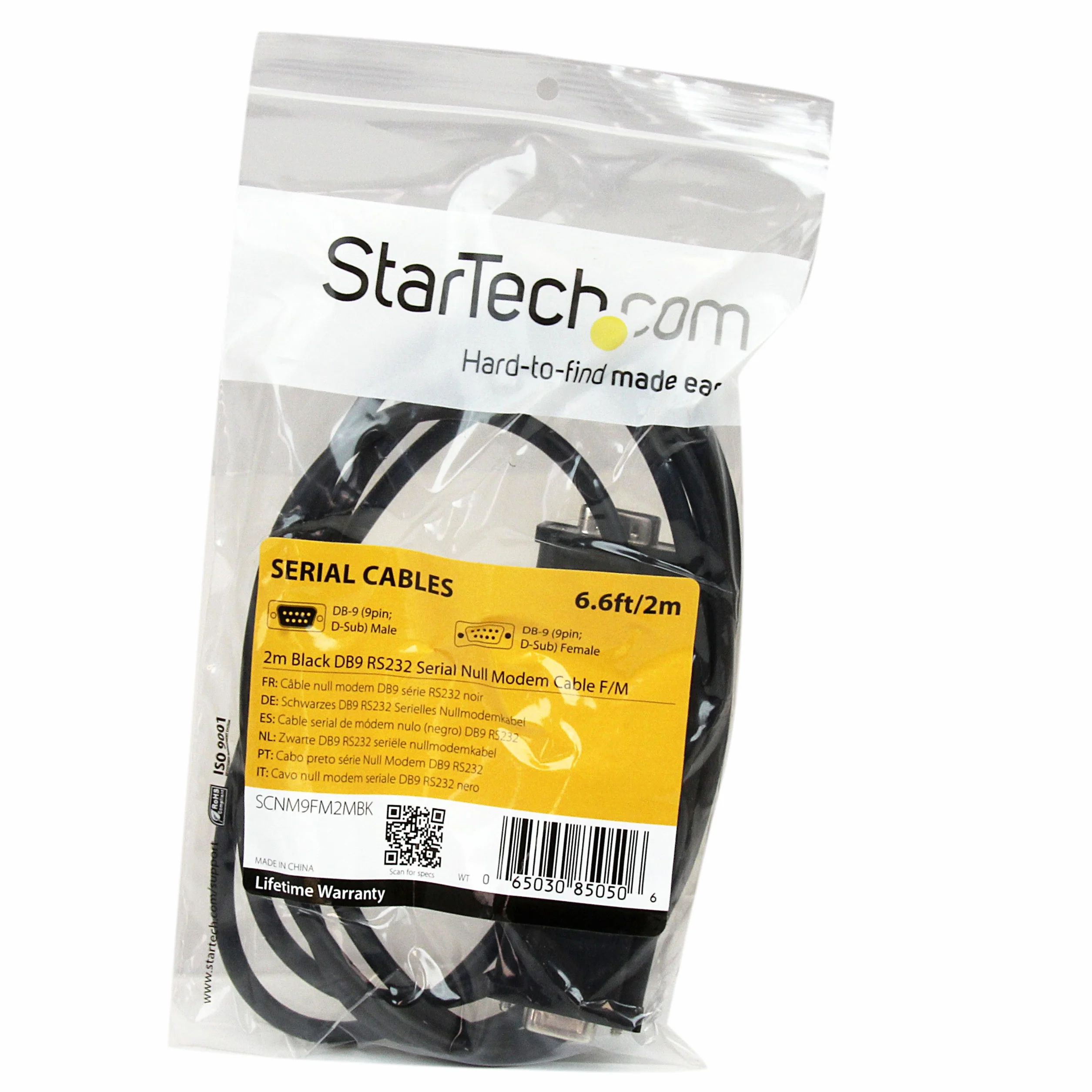 StarTech. com 2 m szeregowy DB9 RS-232 kabel modemu zerowego - czarny - wtyczka/gniazdo - 9-pinowy kabel modemu zerowego