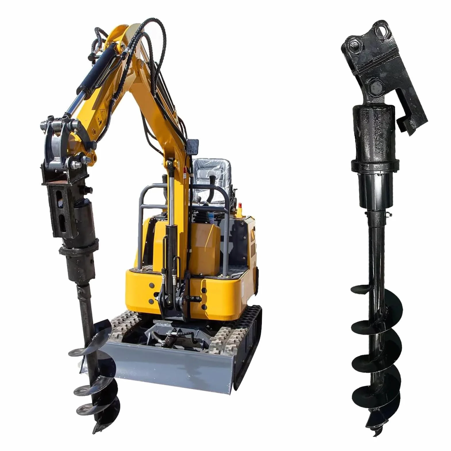 FILFEEL Wiertarka ślimakowa Maszynowa – 200 Mm świder ze Stali Manganowej Świder do Gleby i Piasku – Hydrauliczna Przystawka do Wiercenia Pali o Długości 70 Cm Kompatybilna z Koparkami Kompaktowymi