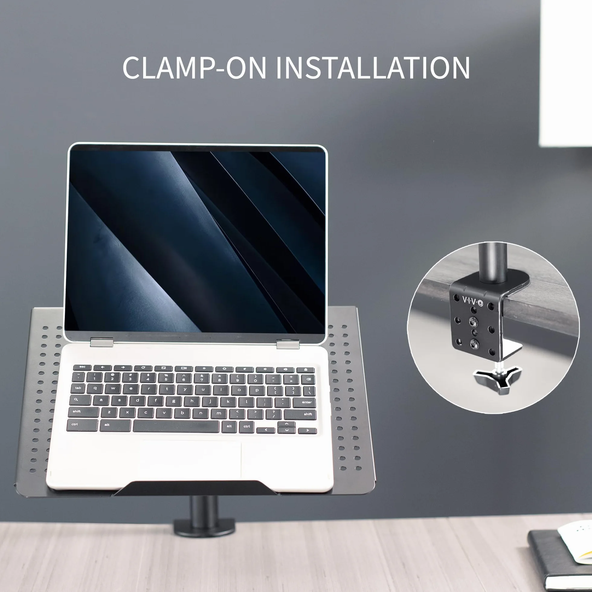 VIVO Pojedynczy stojak na biurko na laptopa regulowane przedłużenie zacisk C STAND-V001L
