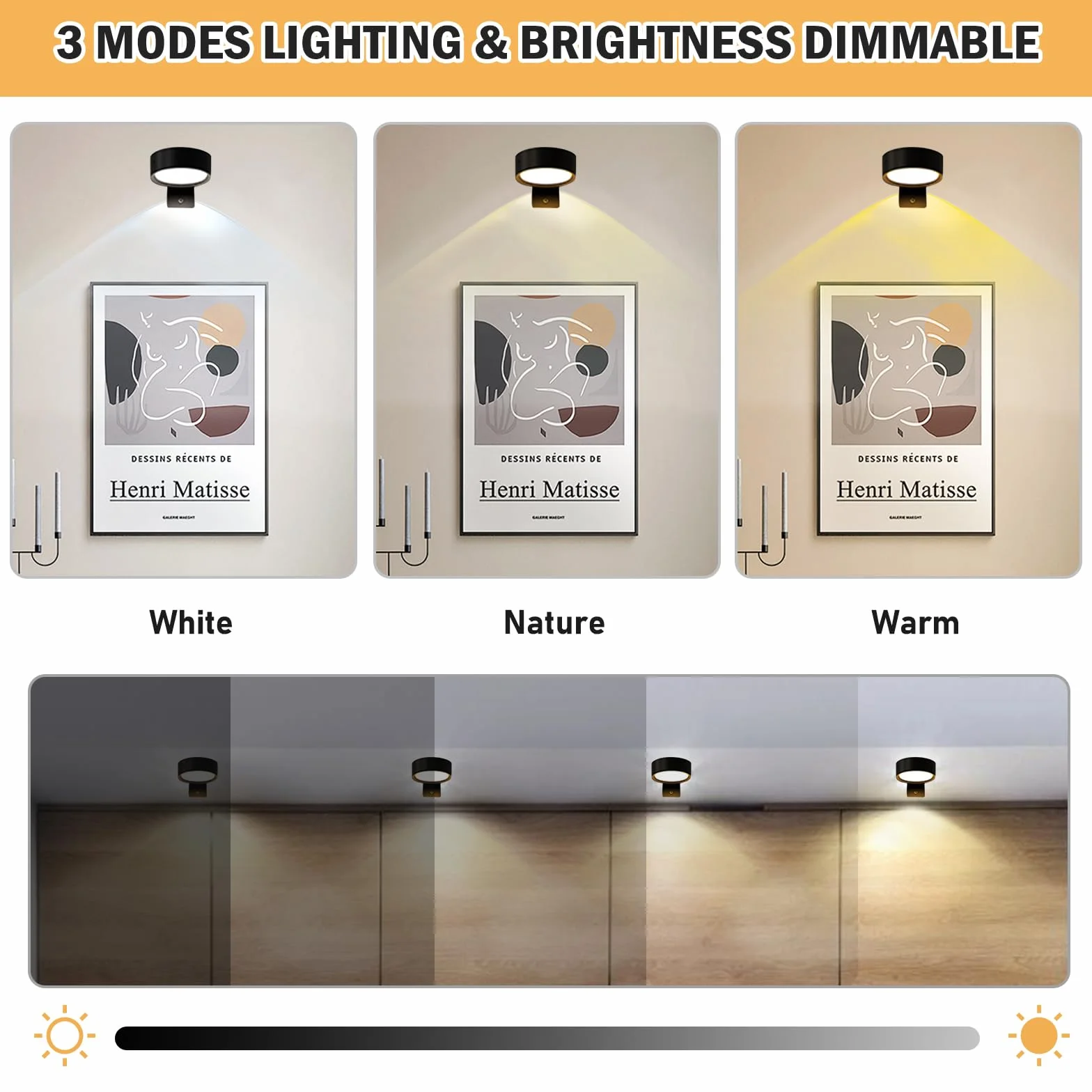4 sztuki lamp na baterie z pilotem zdalnego sterowania, lampa magnetyczna do obrazów, 3 kolory oświetlenia, lampa ścienna LED na tablice, cel, ramka na zdjęcia