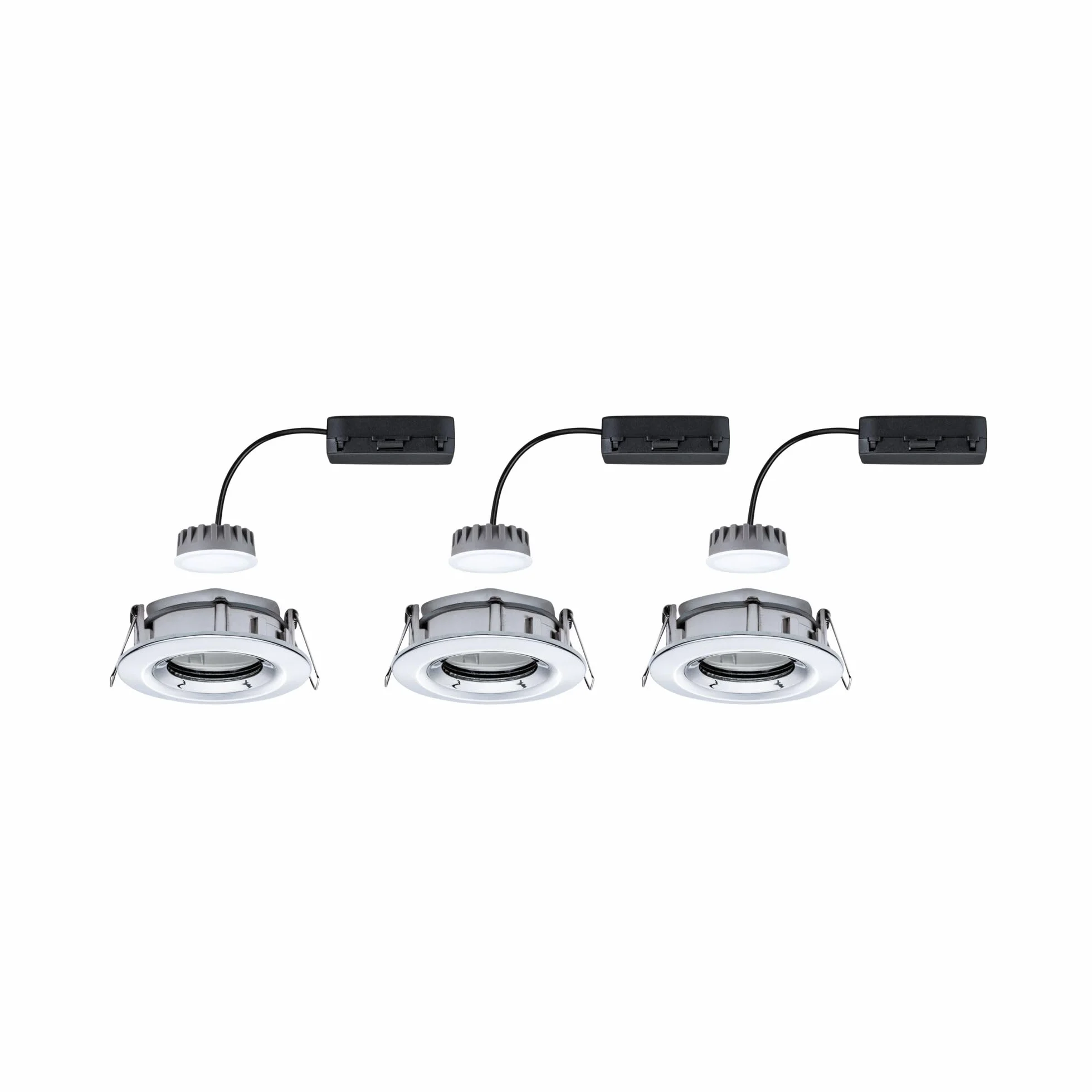 Paulmann 93684 Nova Plus LED oprawa do zabudowy, okrągła, wychylna, 3x6,8W, IP65, możliwość ściemniania, chrom, spot, aluminium, 2700K