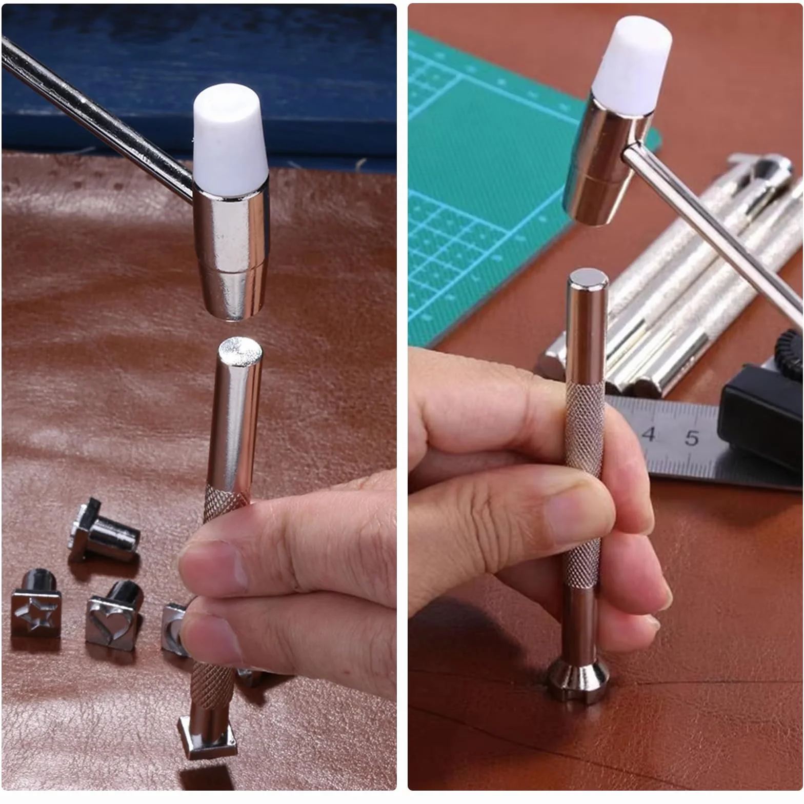 Mabor Mały młotek z podwójną głowicą, lekki mini młotek, 18 cm plastikowy i metalowy młotek do biżuterii, do rękodzieła, zegarków, strojenia, obróbki drewna, instrumentów muzycznych