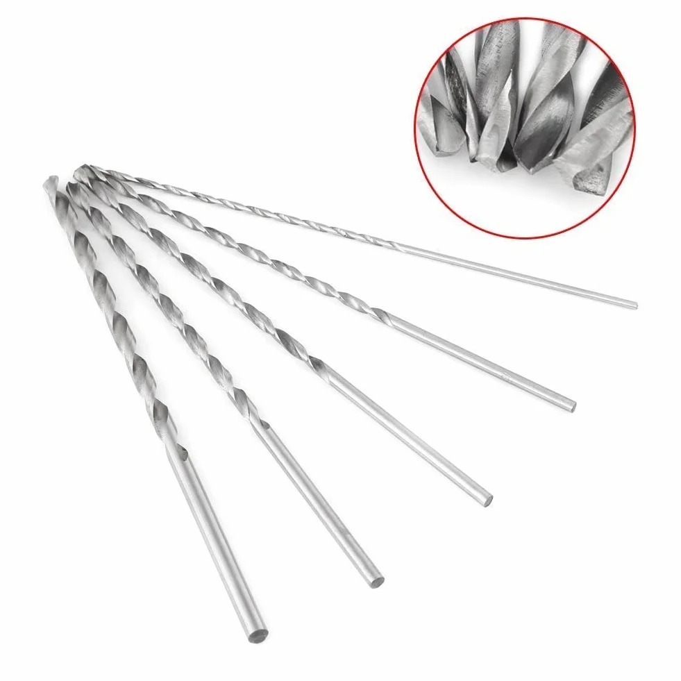 Anggrek 5 sztuk wiertarka łączone 2-5 mm długości wiertła HSS drewno drewno wiertło kręte 160mm długo Wiertła extra długa prosta cholewka wiertło kręte do metalu Elektronarzędzia