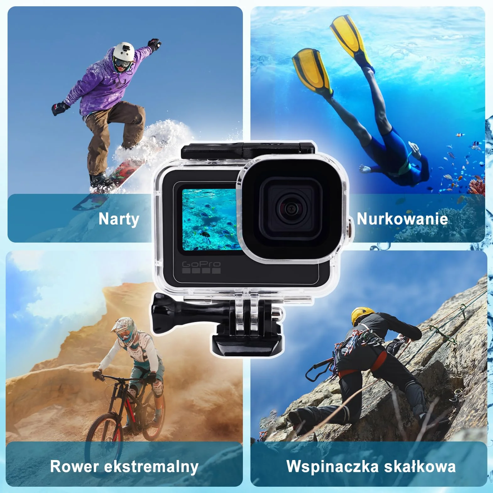 REDTRON Wodoodporna obudowa do GoPro 9 10 11 12 13, obudowa ochronna do nurkowania 60M do kamery akcji Gopro 9 10 11 12 13, podwodna wodoodporna obudowa ochronna z mocowaniem do szybkiego zwalniania