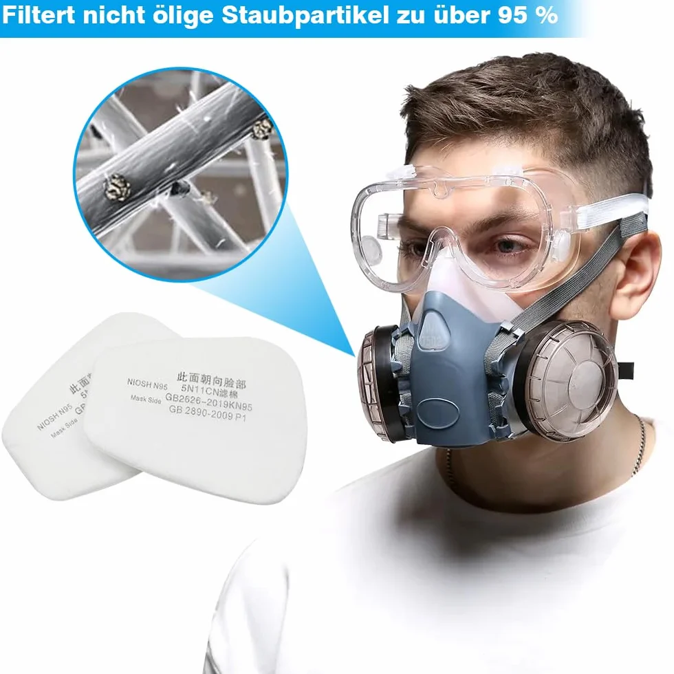 80 filtrów bawełnianych, 5N11CN, filtr wkładany, zestaw filtrów do maski oddechowej, filtr przeciwko oparom organicznym, zestaw filtrów do 6200, 6502, 6800, 7502