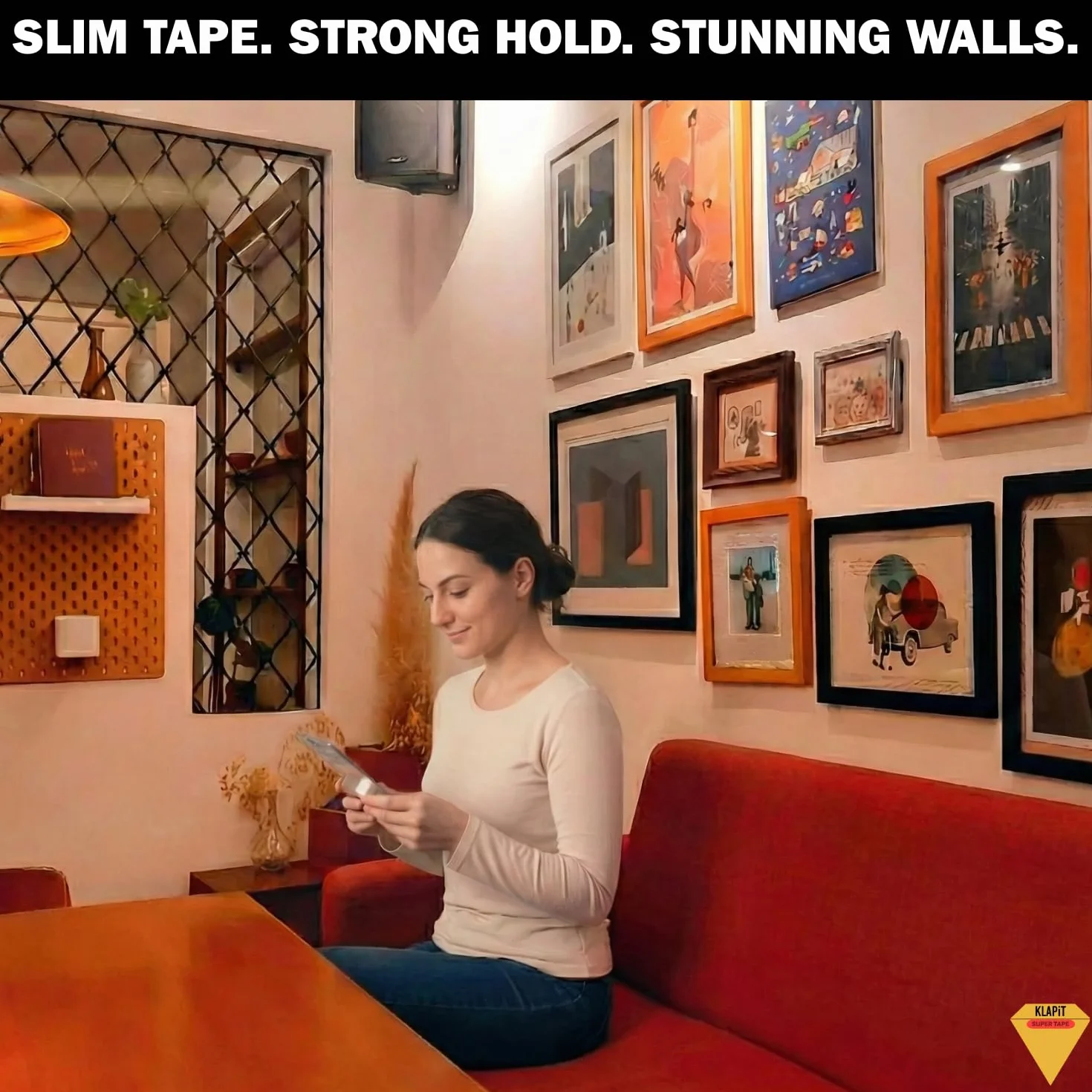 KLAPiT SUPER TAPE Dwustronna wytrzymała taśma montażowa wytrzymuje ciężar 158 kg lub 161 kg przy użyciu ulepszonej technologii nano. Przezroczysta taśma do ścian, drewna, płytek, kamienia, szkła
