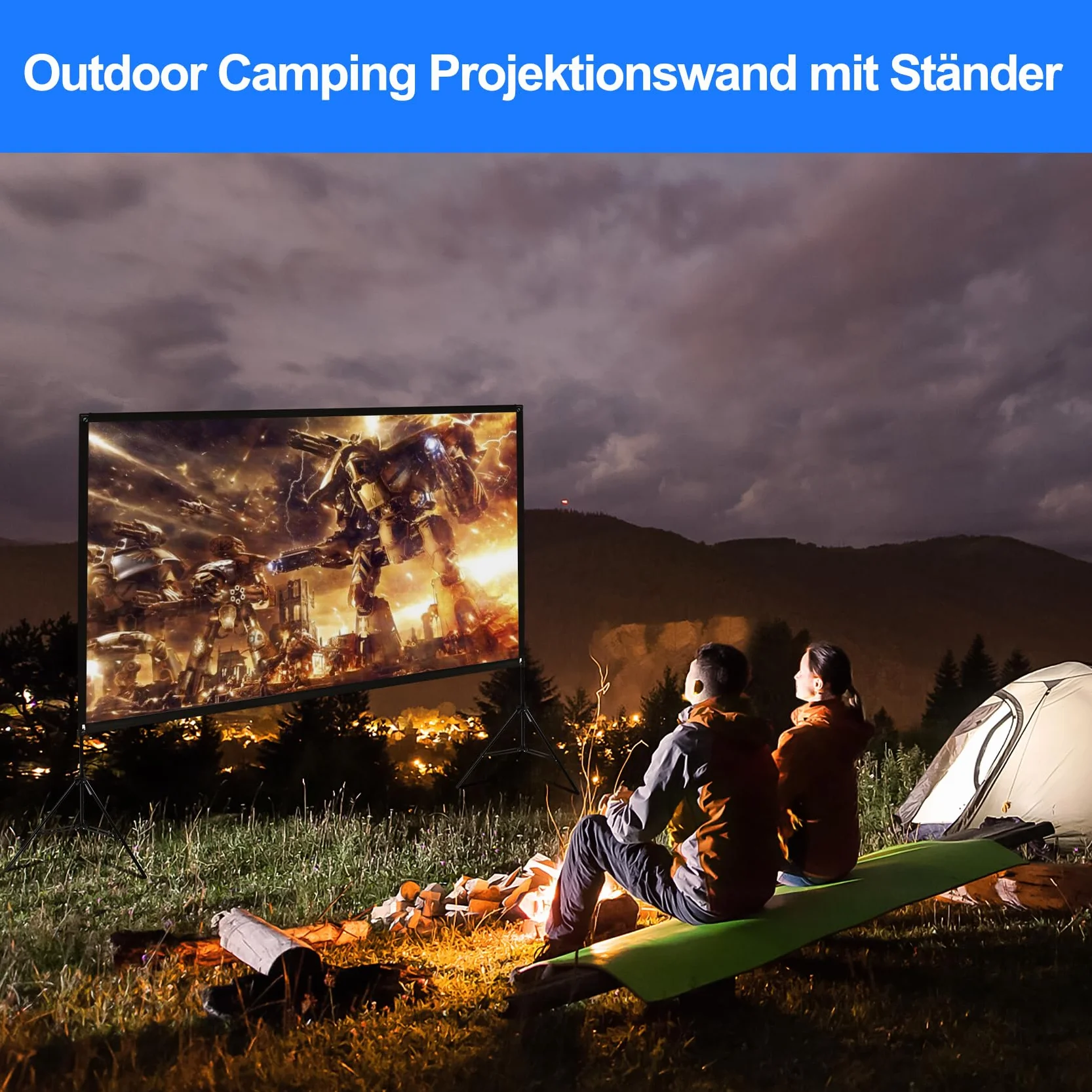 VISULAPEX Ekran projekcyjny 120" składany 4K HD 16:9 stojący z podstawką i torbą
