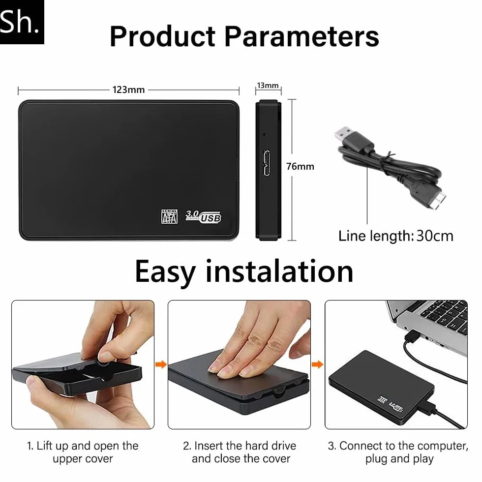 Obudowa Dysku 2.5" SATA USB 3.0 UASP 5 Gb/s do SSD/HDD Czarna
