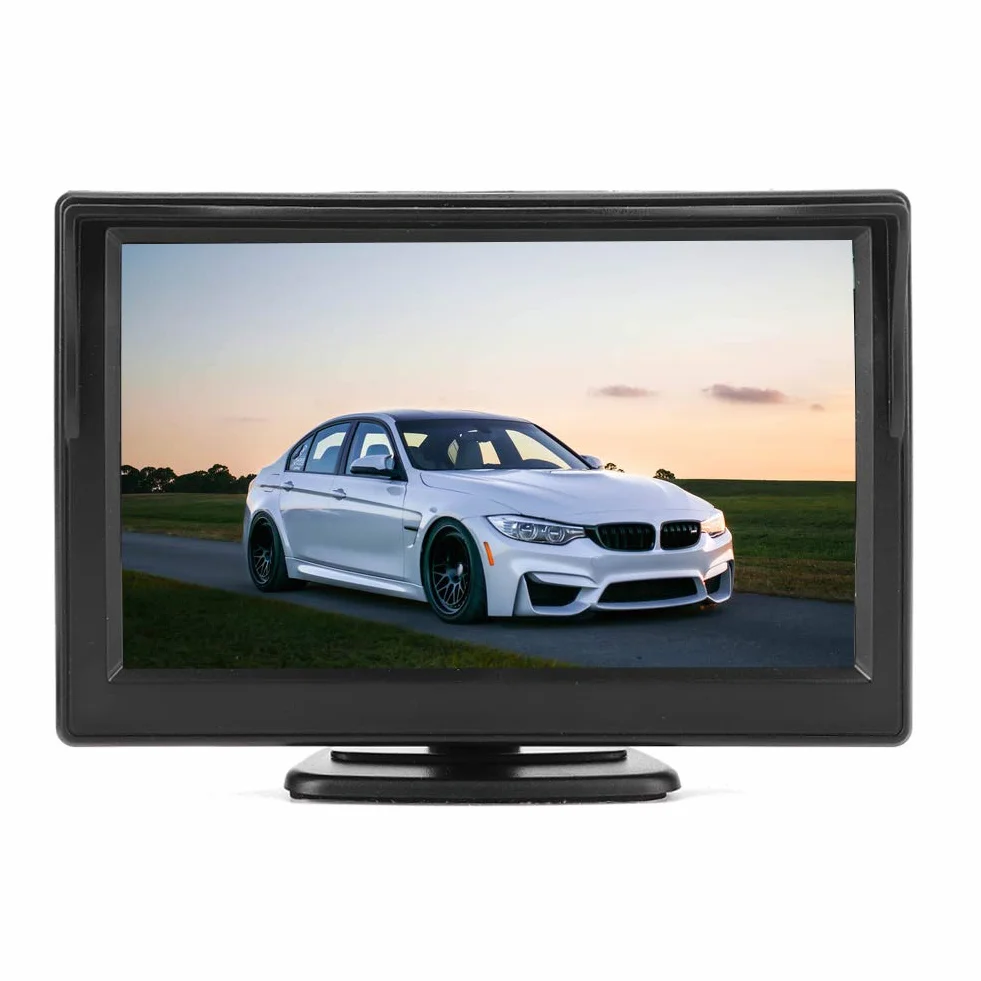 Samochodowy Monitor HD TFT LCD 5-calowy 2-kanałowy Odtwarzacz Wideo AV do Kamery Cofania