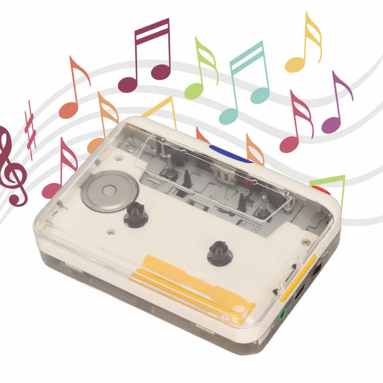 Przenośny konwerter kasety USB na MP3, ładowalny odtwarzacz kasetowy, Plug and Play, słuchawki