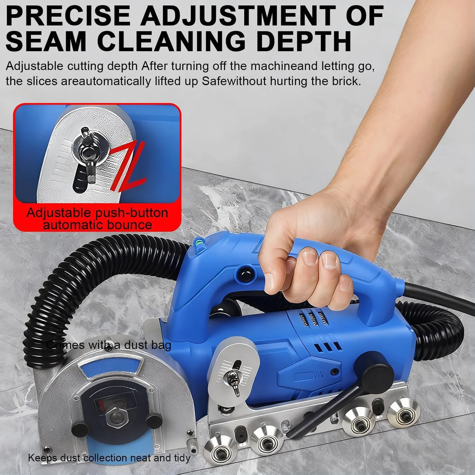 1200W Wysokowydajne Elektryczne Narzędzie Usuwania Fugi z Płytki 9000 rpm,packageB | Przenośny odkurzacz do fug ceramicznych do usuwania uporczywej fugi i cementu, maszyna do czyszczenia szczelin, 220V