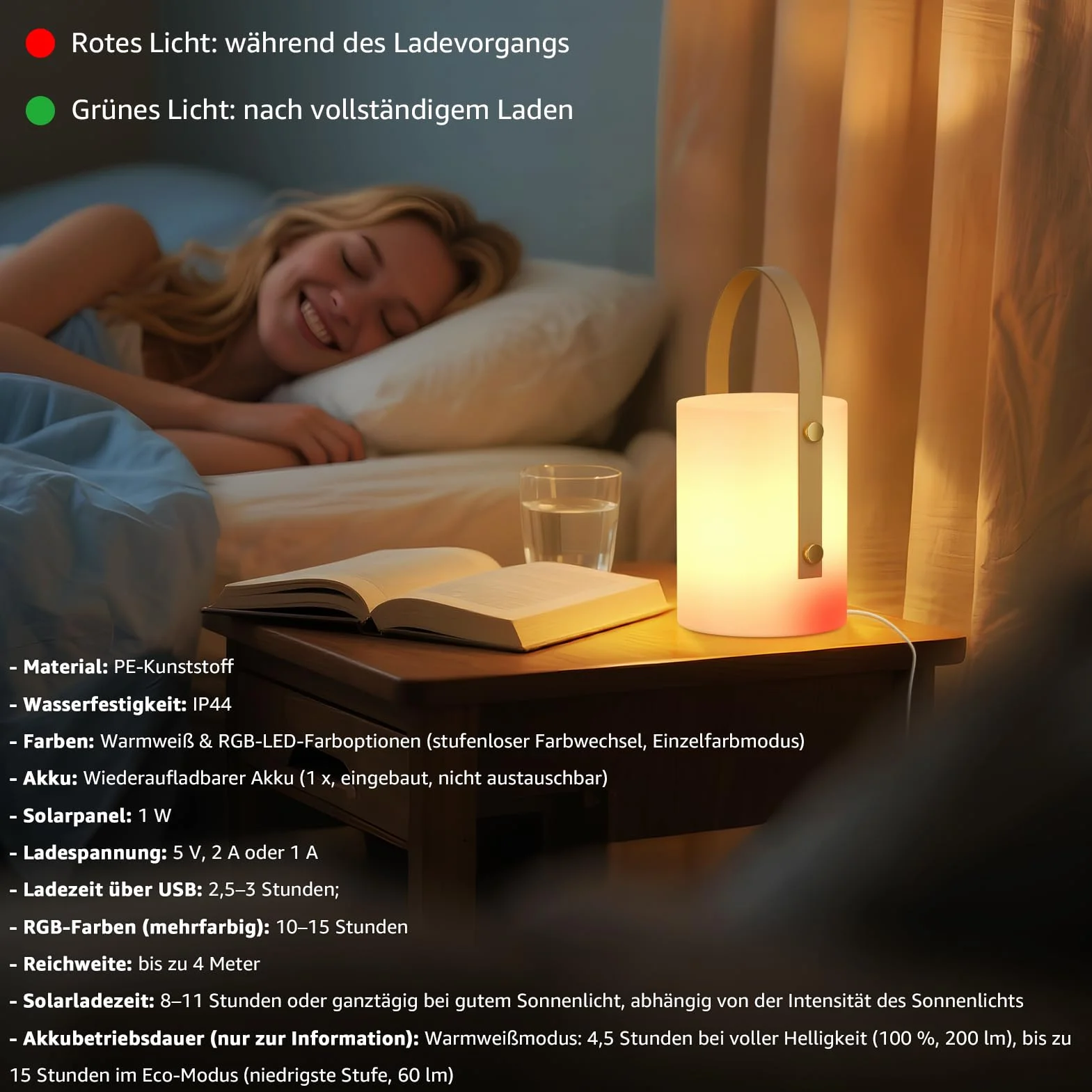 FUYO Lampa zewnętrzna LED, akumulatorowa, ściemniana, ładowana przez USB, lampa stołowa na zewnątrz, z pilotem zdalnego sterowania, 8 kolorów RGB, odporna na warunki atmosferyczne, na kemping, taras,