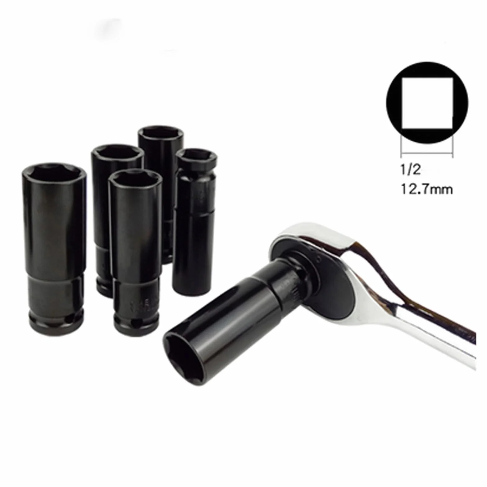 Zestaw standardowych kluczy nasadowych 1/2" z łbem sześciokątnym 8~34mm Adapter konwerter kluczy elektrycznych zestawy nasadowe kluczy udarowych (Size : 27mm)