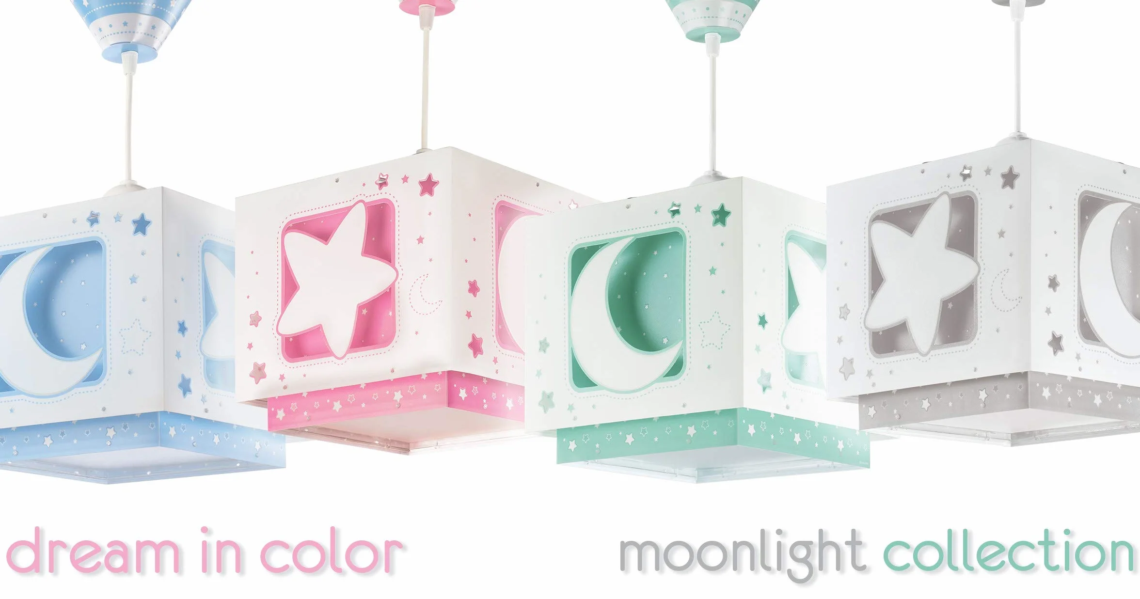 Dziecięca lampa wisząca Dalber Księżyc i gwiazdy Moonlight Blue