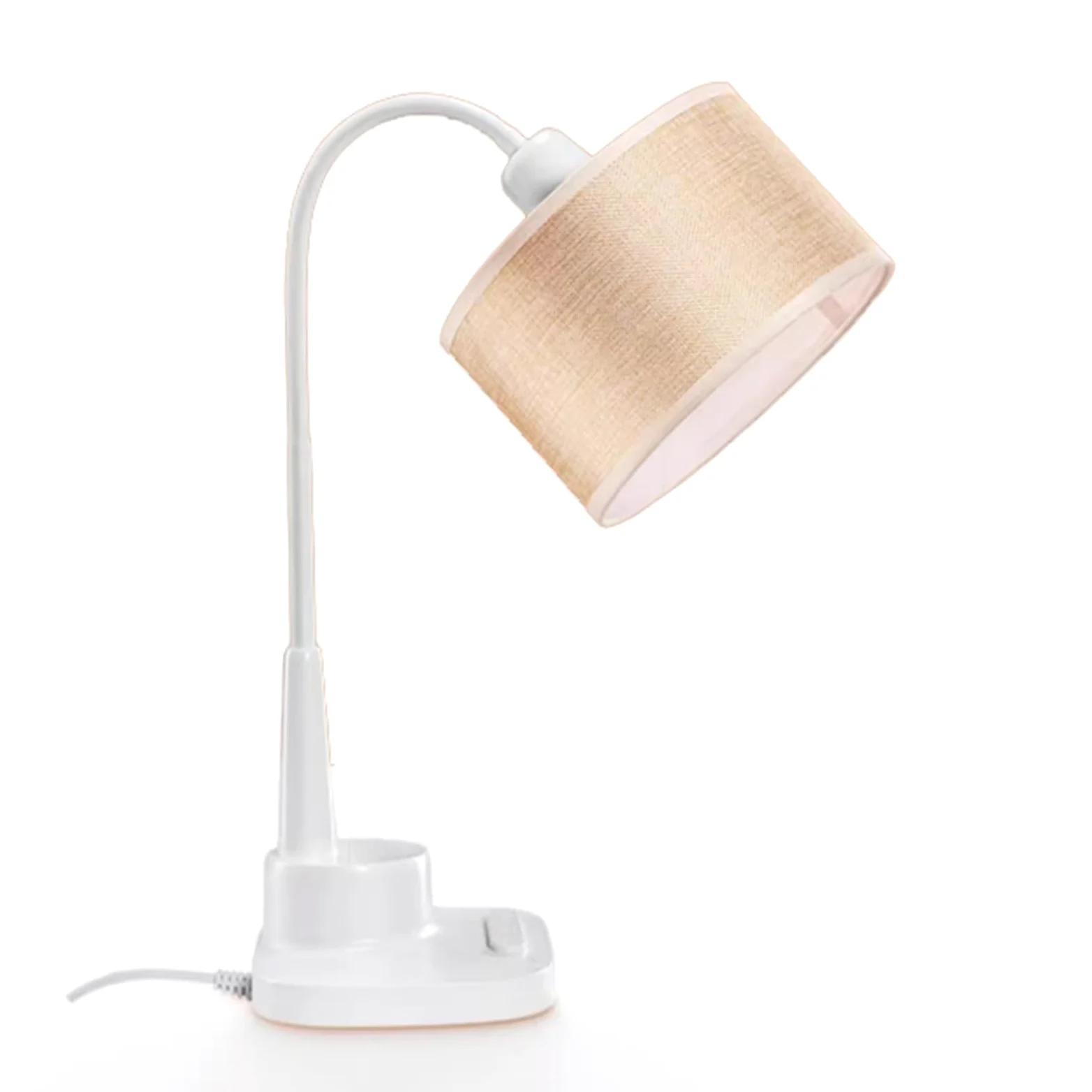 Lampa biurkowa Lampa biurkowa LED z abażurem tkaniny, regulowana w zakresie 360° lampa Lampka do czytania uchwytem na długopis i telefon, domowego biura, przewód zasilający 59"