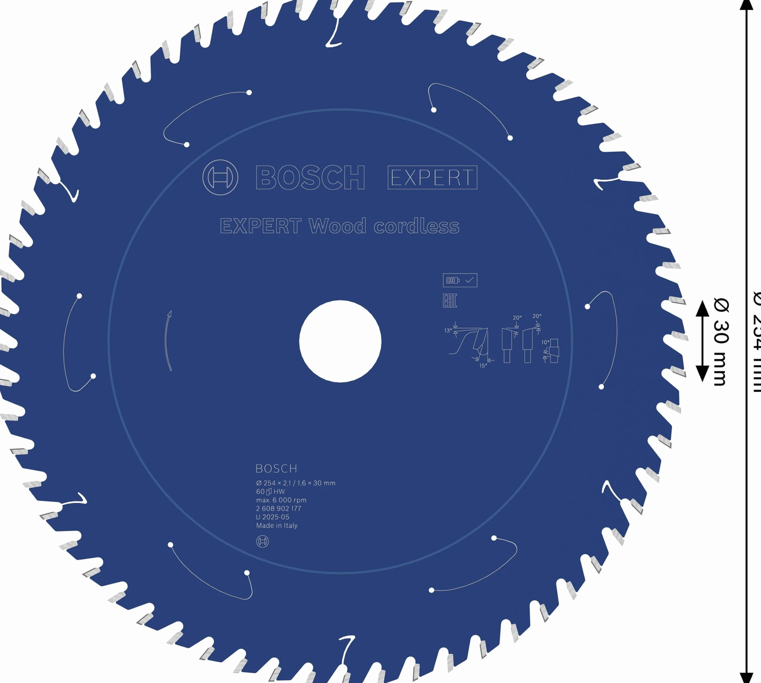 Bosch 1x Tarcza pilarska EXPERT Wood cordless (do Miękkie drewno, Ø mm, Professional Akcesoria Bezprzewodowa stołowa pilarka tarczowa)