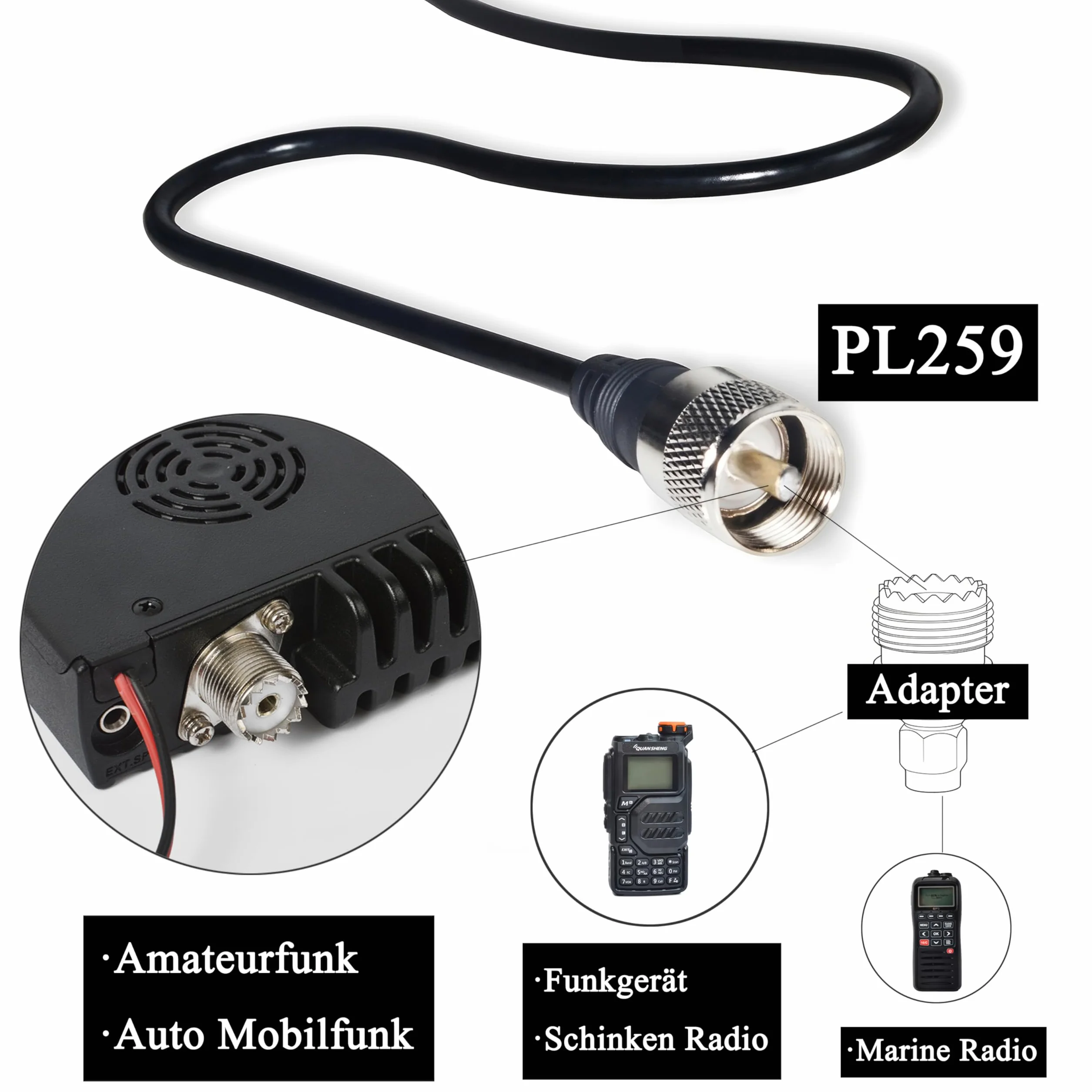 HYS Amatorska antena radiowa 2 m / 70 cm VHF/UHF mocna magnetyczna antena bazowa 4 m RG-58 kabel ze złączem PL259 MS10