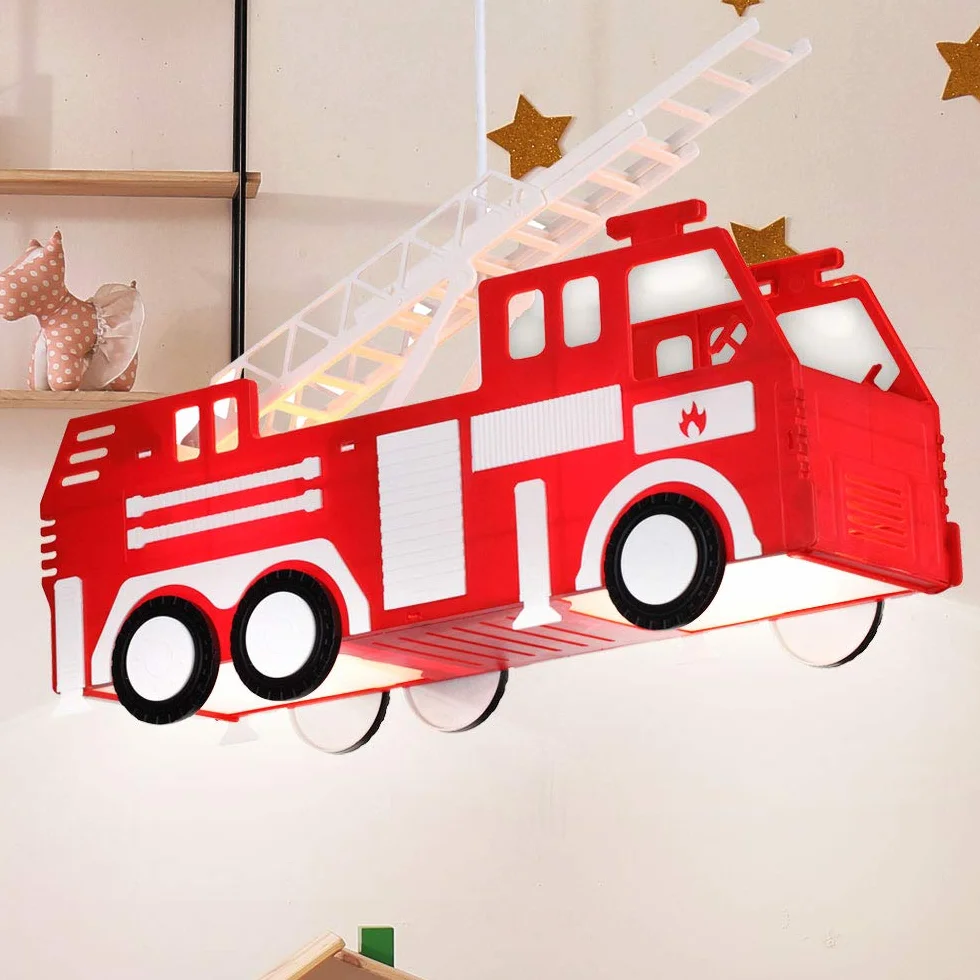 GLOBO Straż pożarna samochodowa lampa wisząca czerwona lampa wisząca lampa dziecięca pokój zabaw oświetlenie 15726