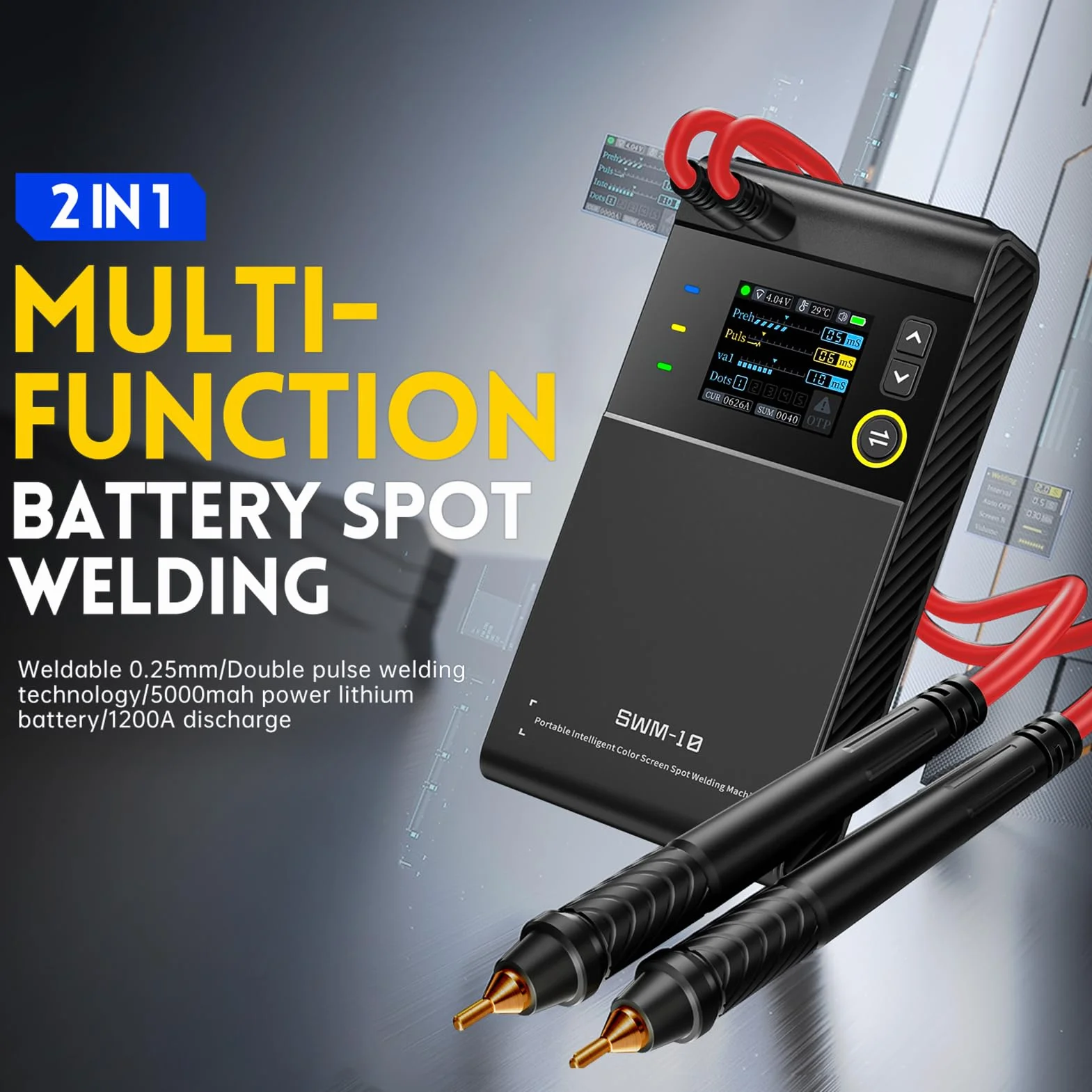 Zgrzewarka Punktowa do Akumulatorów 5000 mAh Li spawarka punktowa z wyjmowaną baterią wielofunkcyjną mini lutownica punktowa do 0.25 mm niklowania żelaza stali blachy aluminiowej 0.3 mm