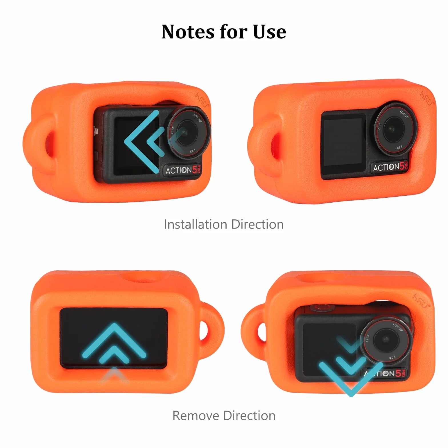 HSU Pływające etui do Osmo Action 5 Pro, akcesoria do Osmo Action 4/3, sportów wodnych, surfingu, pływania, nurkowania (pomarańczowe)