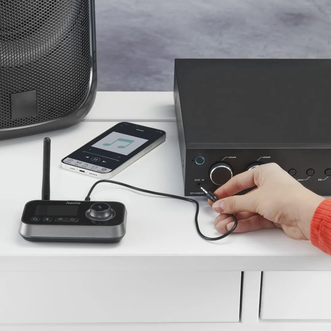Hama TRANSMITER BLUETOOTH LINK IT Duo 2w1 Adapter Nadajnik i Odbiornik Bluetooth Zasięg 10m Jack 3,5mm USB-C Czarny