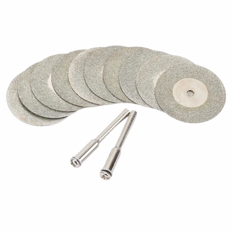 Diamentowe brzeszczoty do pił, 10 szt. mini brzeszczotów do piły tnącej + 2 trzpienia łączącego, 30 mm brzeszczot wiertarki obrotowej
