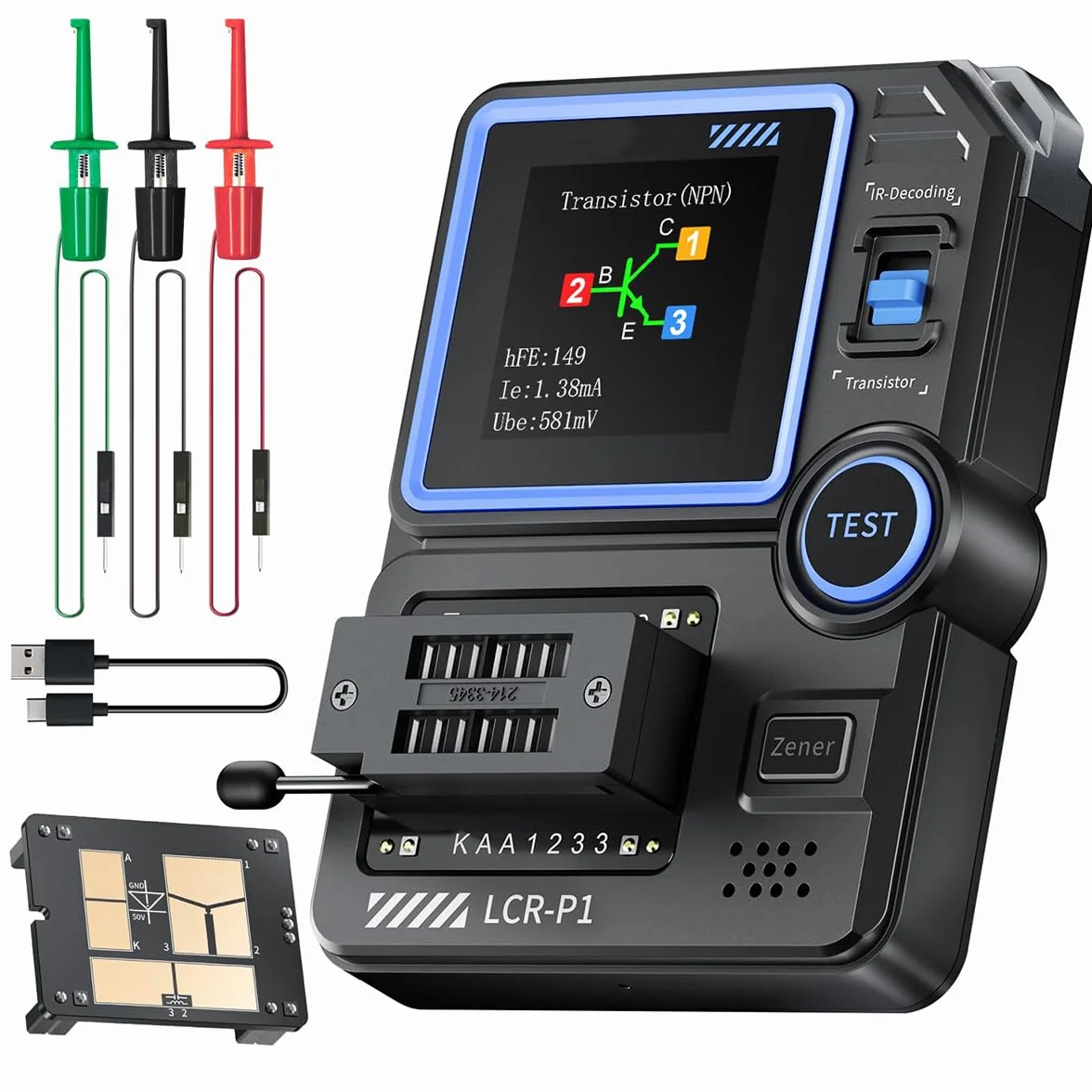DollaTek Tranzystor tester kondensatora tester kondensatora tranzystora SMD wielofunkcyjny tester komponentów elektronicznych Dioda Trioda ESR NPN PNP Tester MOSFET LCR Anti-burn