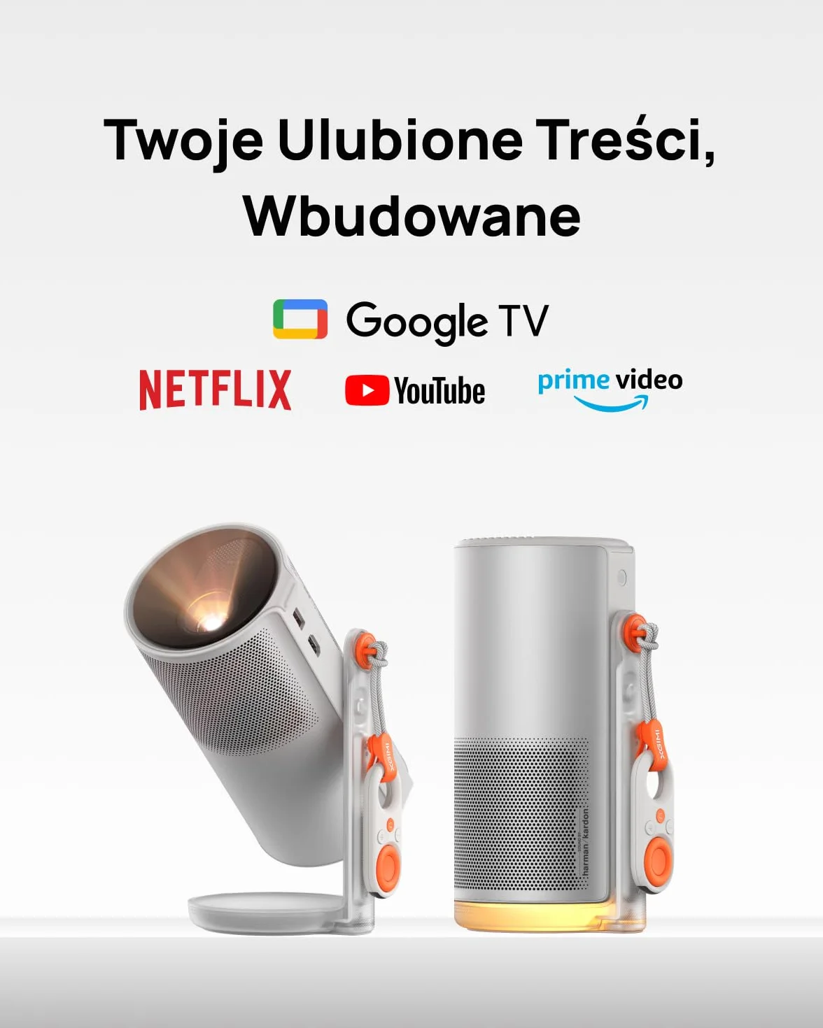 XGIMI MoGo 4 Laser Projektor Przenośny 550 Lumens ISO Obrót 360° Bateria Wbudowana Google TV Netflix Harman Kardon