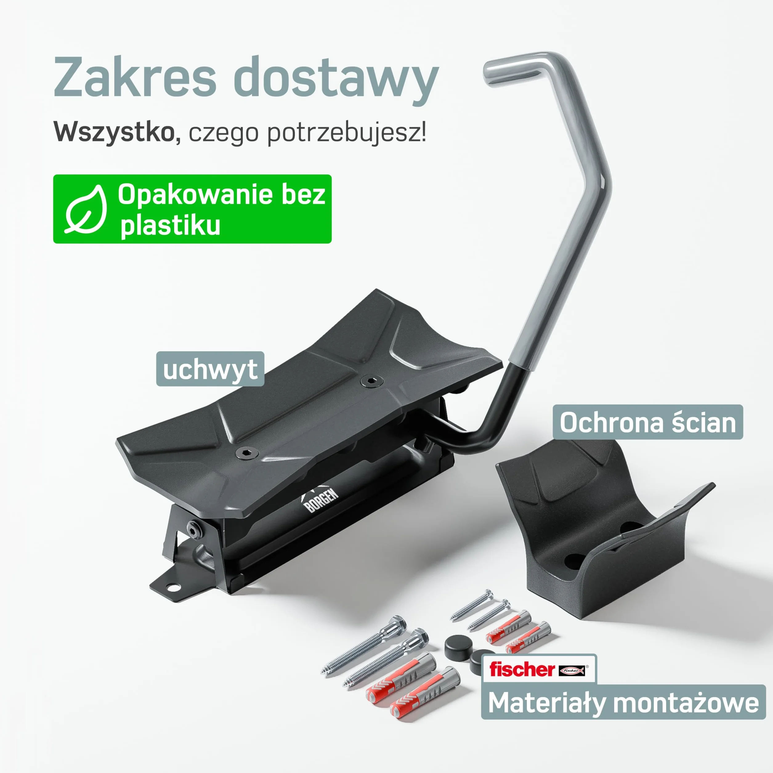 Borgen Ścienny uchwyt rowerowy pionowy, obrotowy, do 35 kg – Oszczędzający miejsce uchwyt na rower do montażu na ścianie, w zestawie kołki Fischer DuoPower