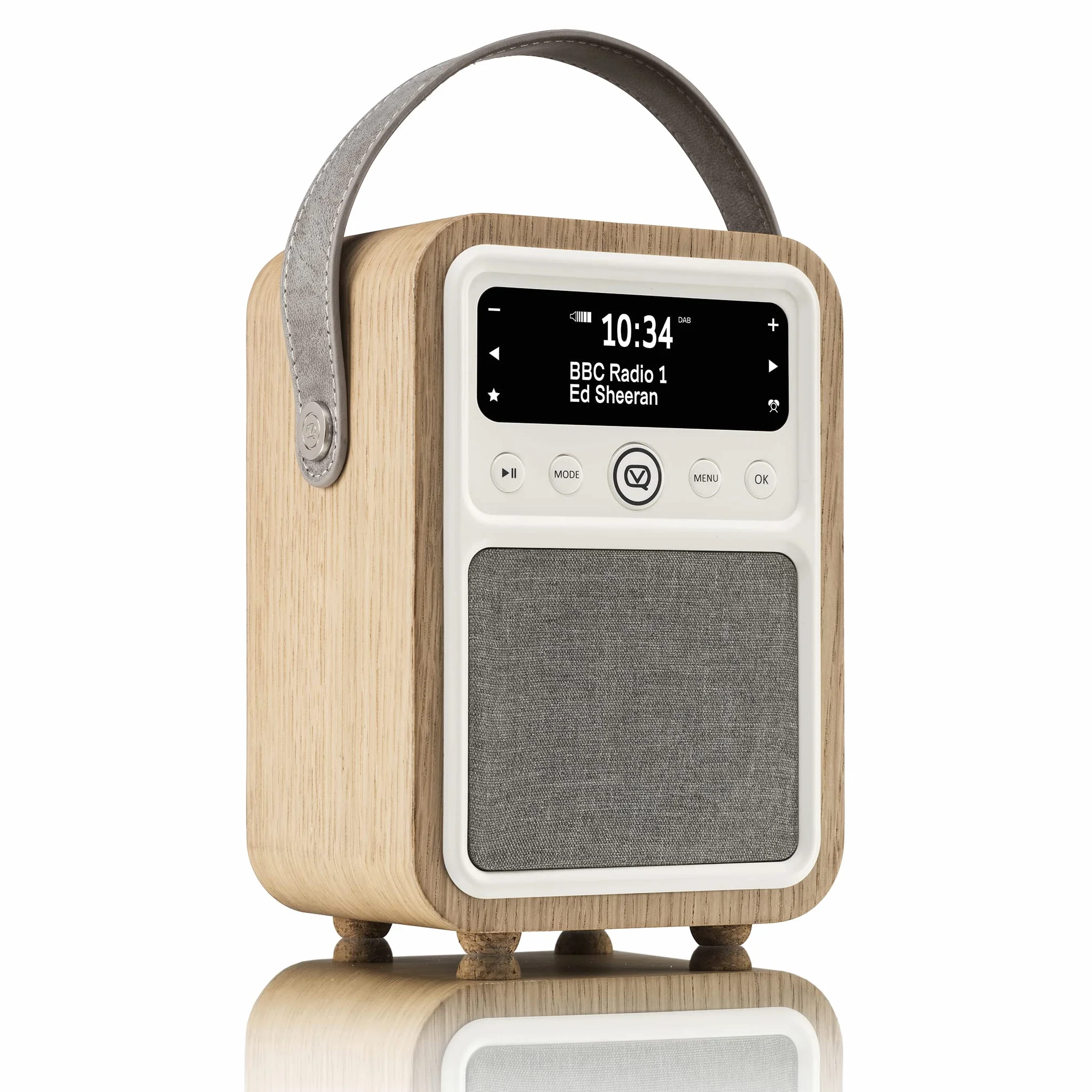 VQ Monty Dab Plus/Dab Radio z Bluetooth, FM i Funkcją Budzika - Zasilane z Sieci i Baterii Przenośne Radio z Anteną, Gniazdkiem Słuchawkowym i Portem Usb do Ładowania - Dąb