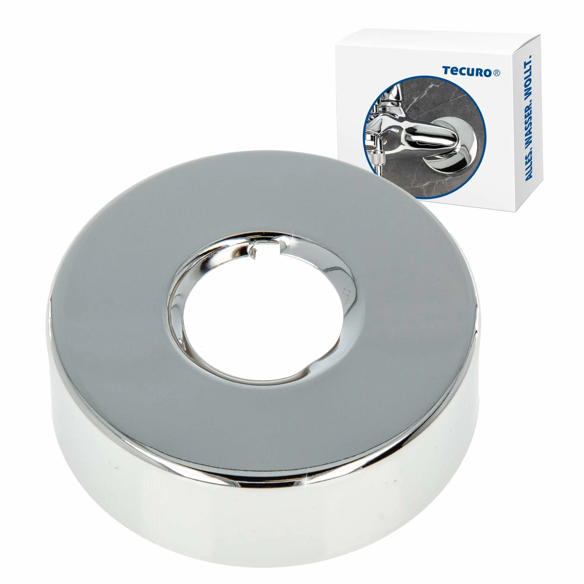 tecuro Gniazdo gwintowane (3/4) Ø 27 mm x Ø 80 mm x wysokość 30 mm, chromowany mosiądz