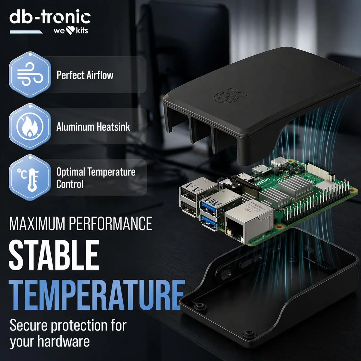 Raspberry Pi 4 2 GB Starter Kit Czarna edycja 64 GB Zasilacz 15 W Obudowa Micro HDMI 4K Radiatory