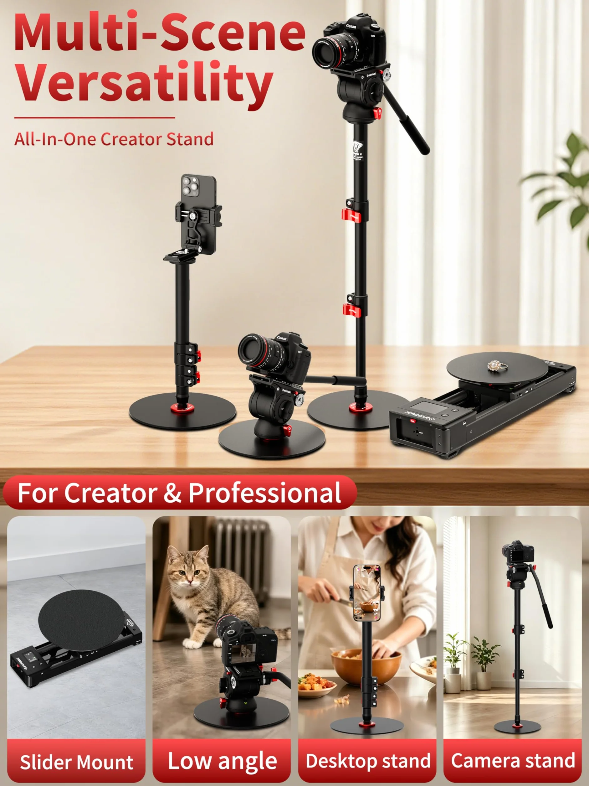 IFOOTAGE RB-A200 Okrągła podstawa monopod aluminiowy statyw stołowy 22'' do kamery DSLR