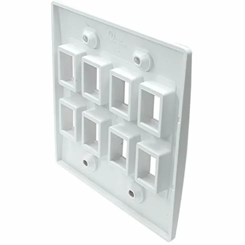 RiteAV - Panel ścienny Keystone podwójny 8-portowy biały (1 sztuka na równo z ścianą)