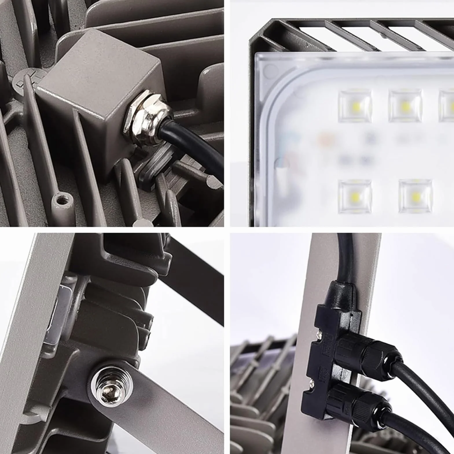 lampy solarne do użytku na zewnątrz, Światła bezpieczeństwa LED Regulowane światło punktowe 180°, zewnętrzne robocze na patio, podwórko, dach(30W)
