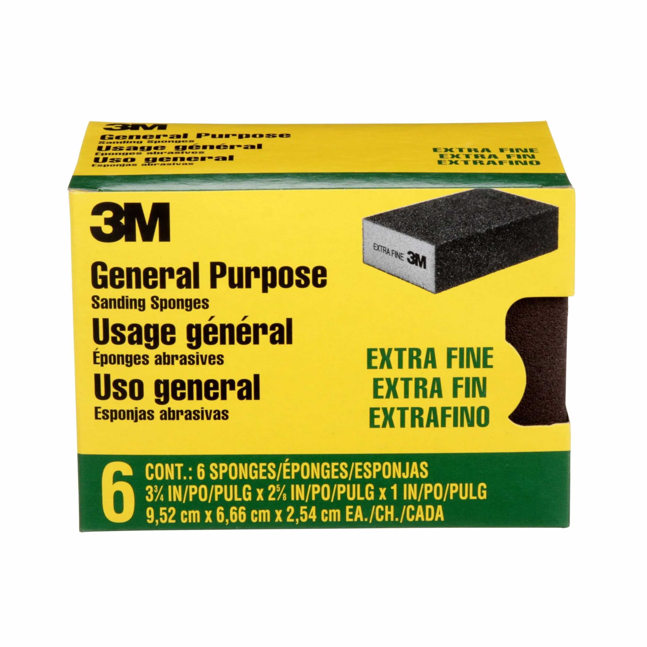 3M Sanding Sponge, Extra Fine Grit, 6 sztuk