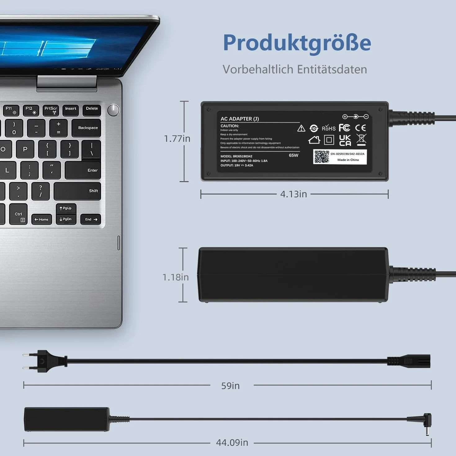 65 W zasilacz i kabel do ładowania do laptopa Medion akoya E15301 E15302 E15308 E16402 E16401 E15407 E14412 E14301 S4403 S4401 S4404 S44402S14401 S14402 FSP065-REB A18-065N3A 19V 3,42A