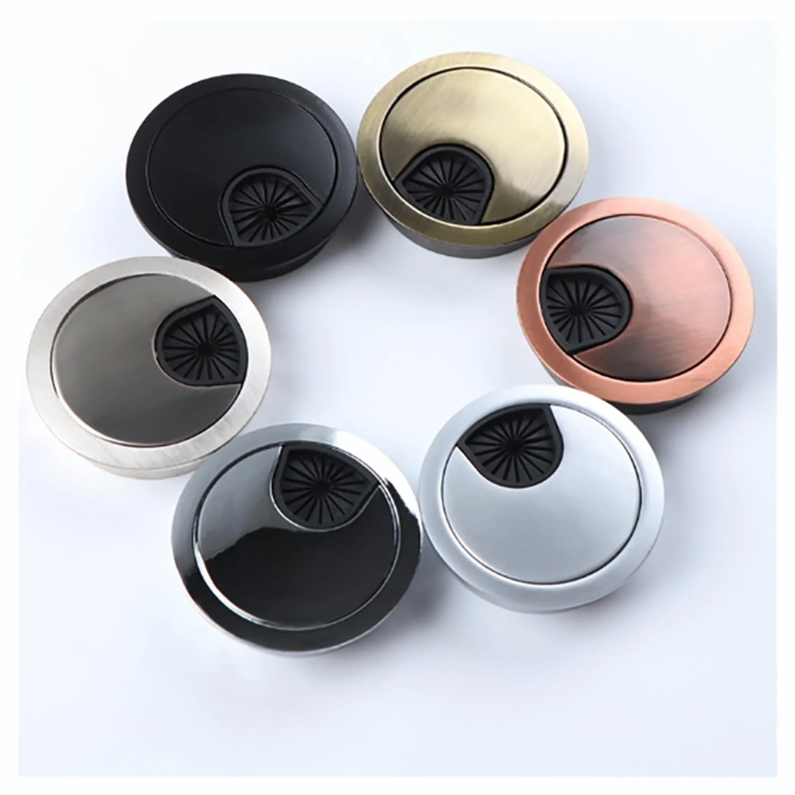 1-8 szt. Zinc Alloy Desk Cable Cover 50/53/60/80 mm okrągły uchwyt do zarządzania przewodami komputerowymi (53 mm czerwony brąz, 8 szt.)