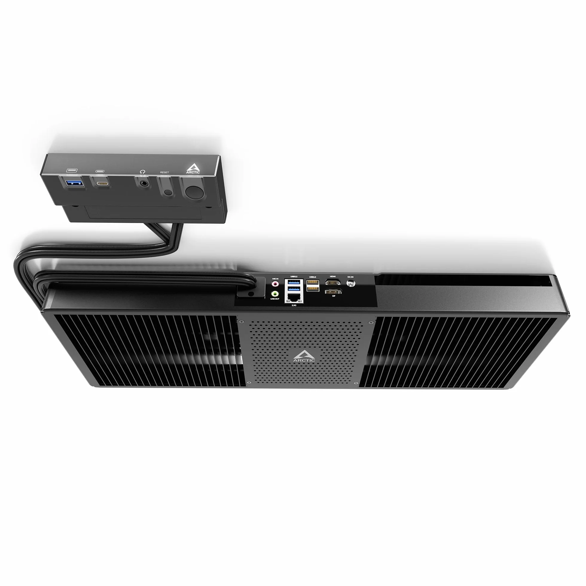 ARCTIC Senza 5700G - Pasywnie chłodzony, cichy komputer stacjonarny do montażu pod stołem, Windows 11 Home, AMD Ryzen 7 5700G, 8 Cores, 3,80–4,60GHz, 32 GB DDR4 RAM, 1 TB M.2 SSD, 2.5G LAN, USB 3.2