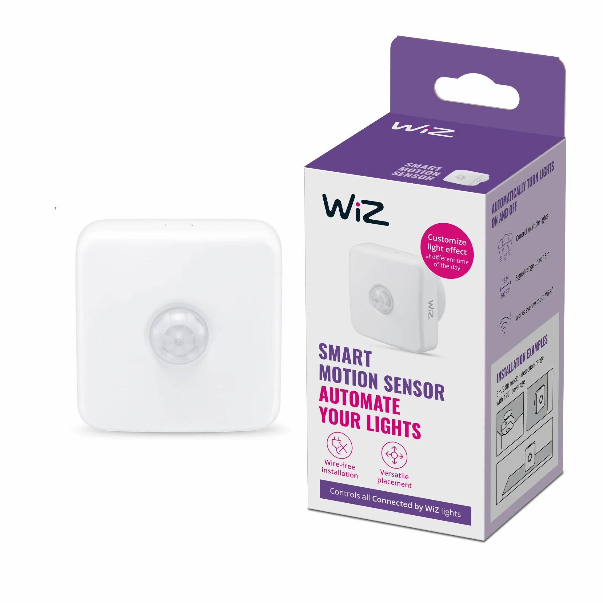 WiZ Inteligentny czujnik ruchu, bezprzewodowy, sterowanie oświetleniem, smart home, zasięg 3 m, zasilanie 2xAA