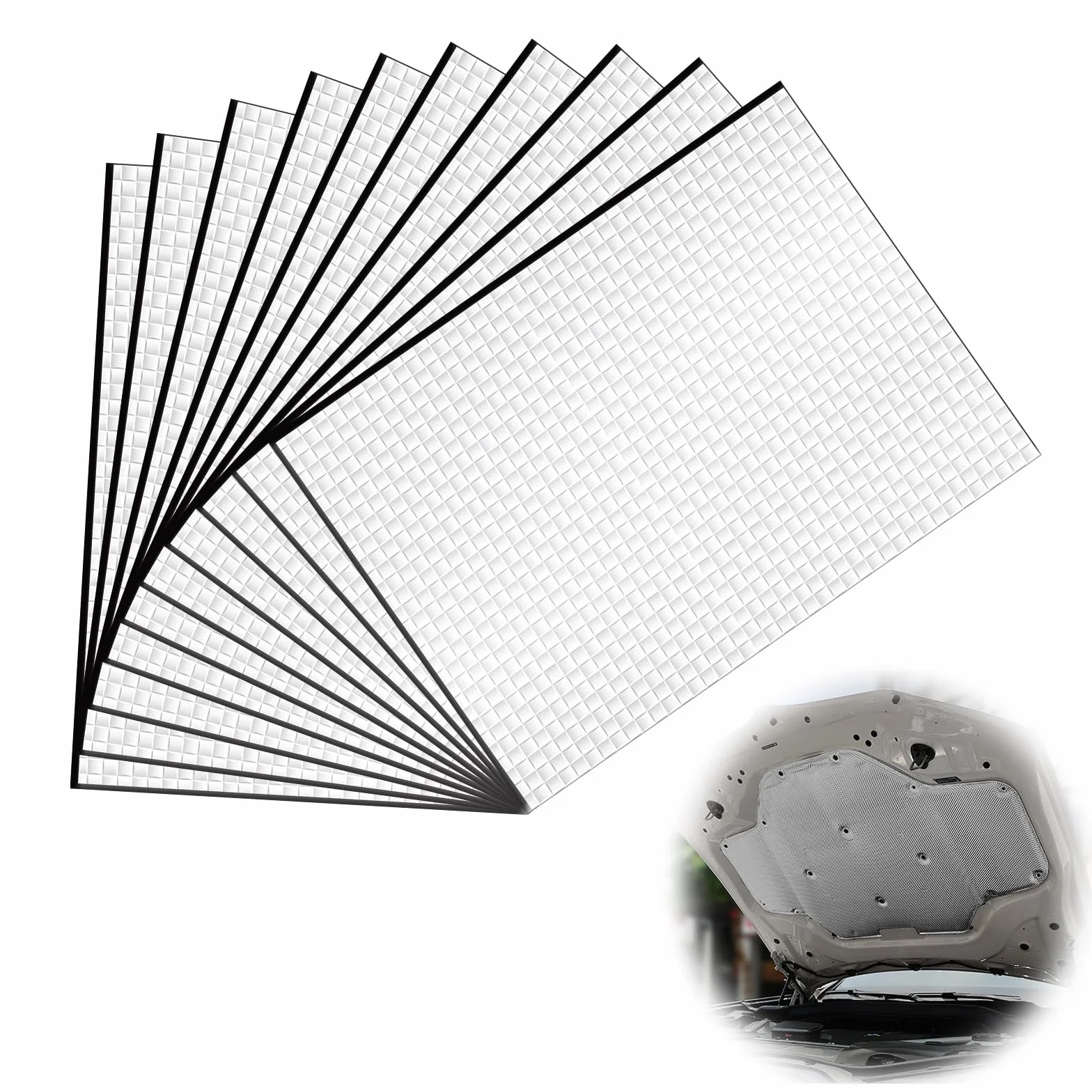 10szt. Mata izolacyjna 5mm, samoprzylepna mata akustyczna, aluminiowo-butylowa mata izolacyjna, mata izolacyjna do ochrony przed hałasem, ochrona przed hałasem dla pojazdów, antywibracyjna i