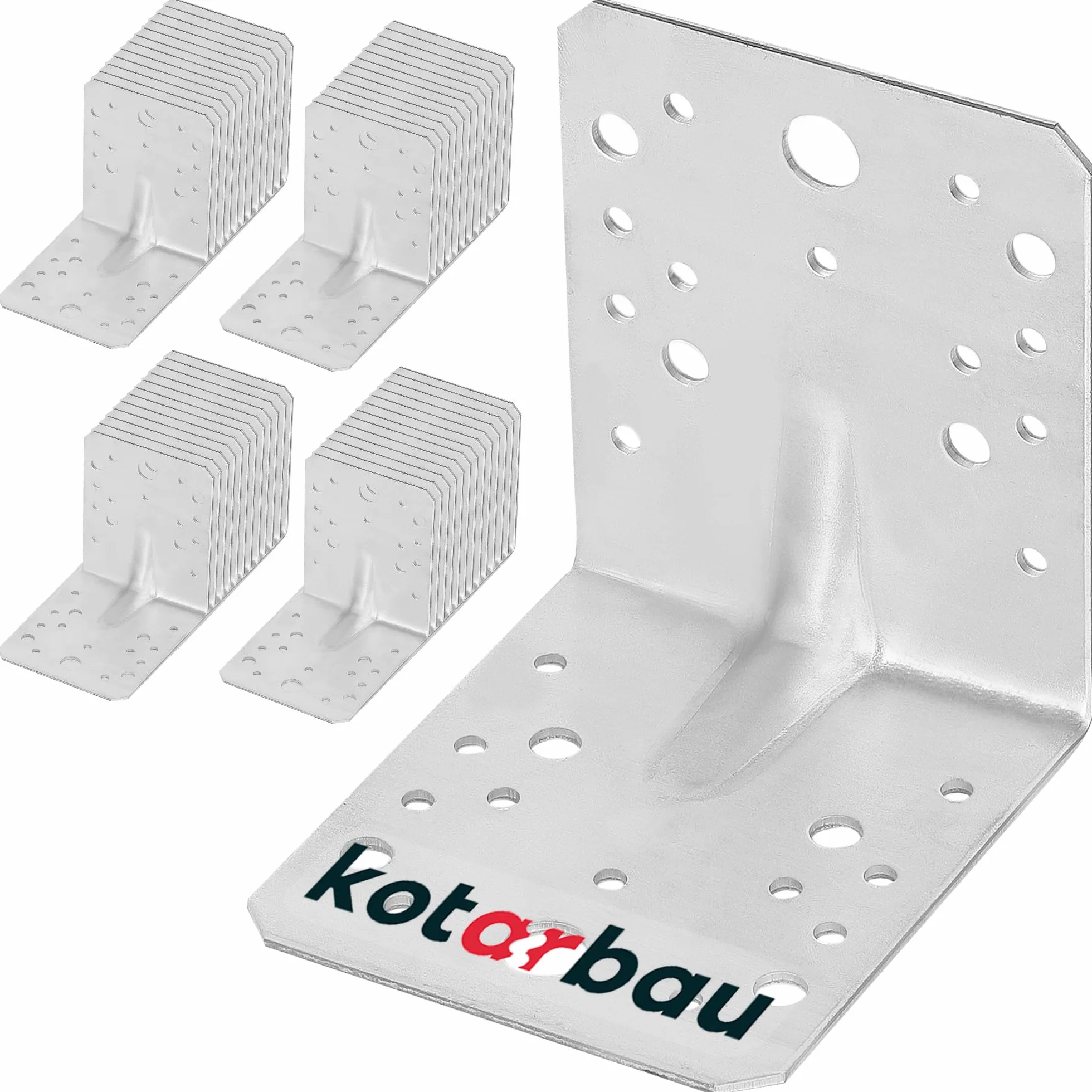 KOTARBAU® 50 szt. Kątownik Ciesielski - Łącznik Budowlany - 105 x 105 x 90 MM - Stal ocynkowana - z Przetłoczeniem - Nierdzewny