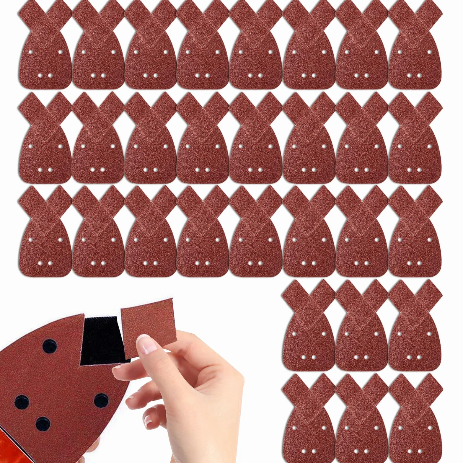 30 szt. papieru ściernego do Black und Decker Mouse, ziarnistość 80 myszy, arkusze szlifierskie do szczegółów, trójkąty szlifierskie na rzep, podkładki szlifierskie, szlifierki trójkątne do szlifierek